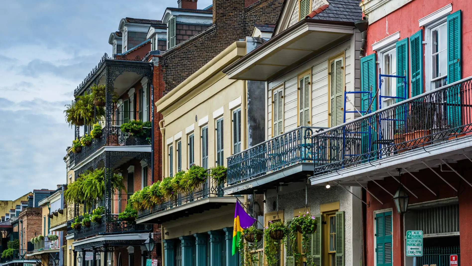 A photo of a colorful neighborhood in New Orleans.
