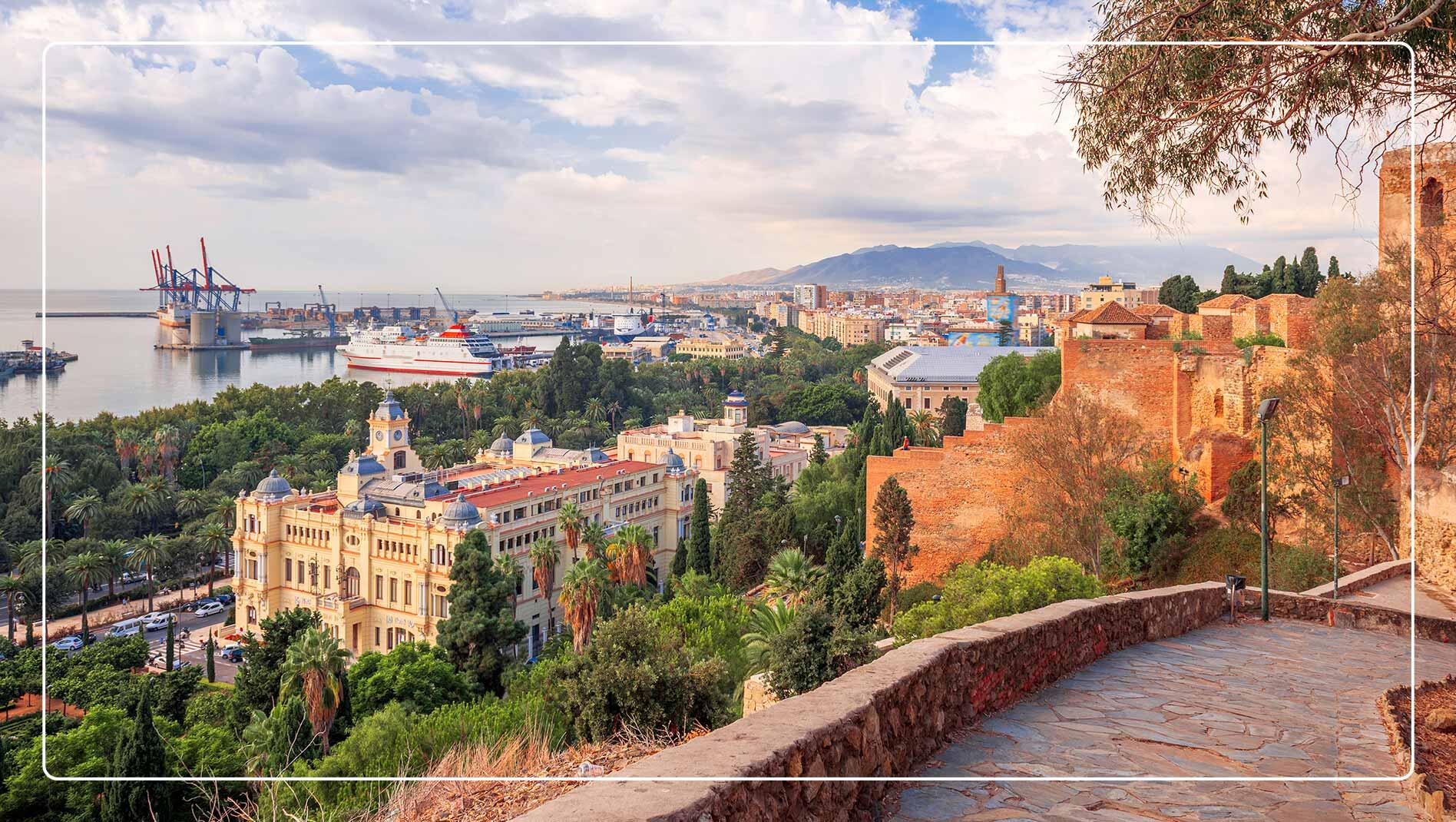 Coastal view of Malaga, including the city and the sea