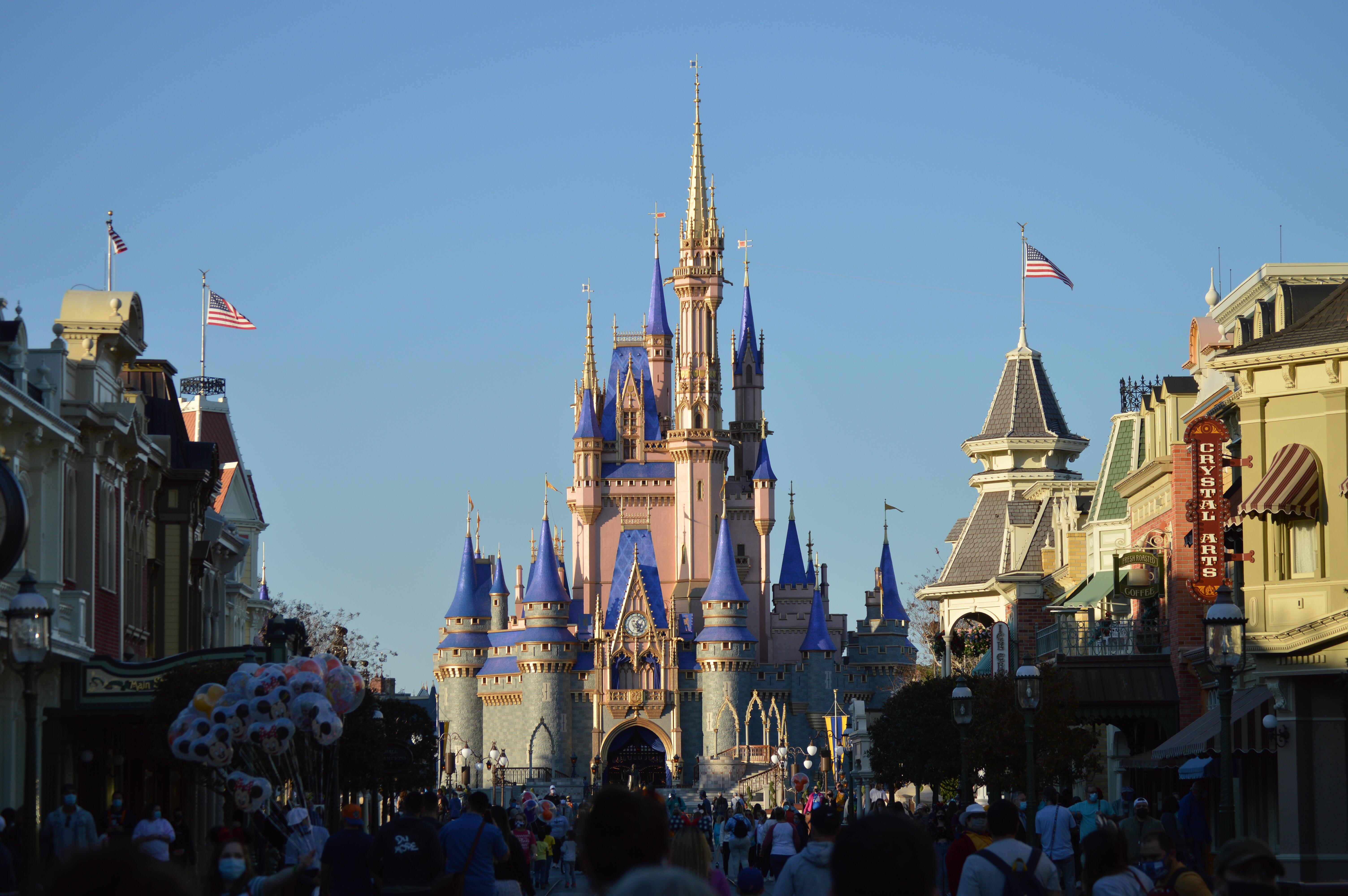 Image of Cinderella Castle at the Magic Kingdom as seen from Main Street U.S.A.