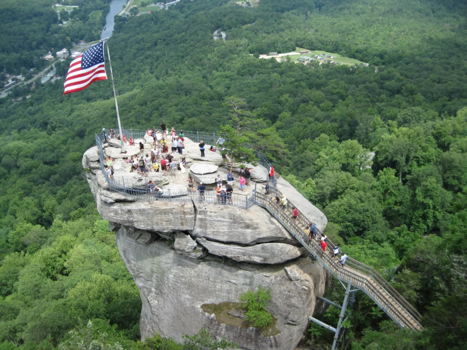 Views of and from Chimney Rock at Chimney Rock State Park in North Carolina.