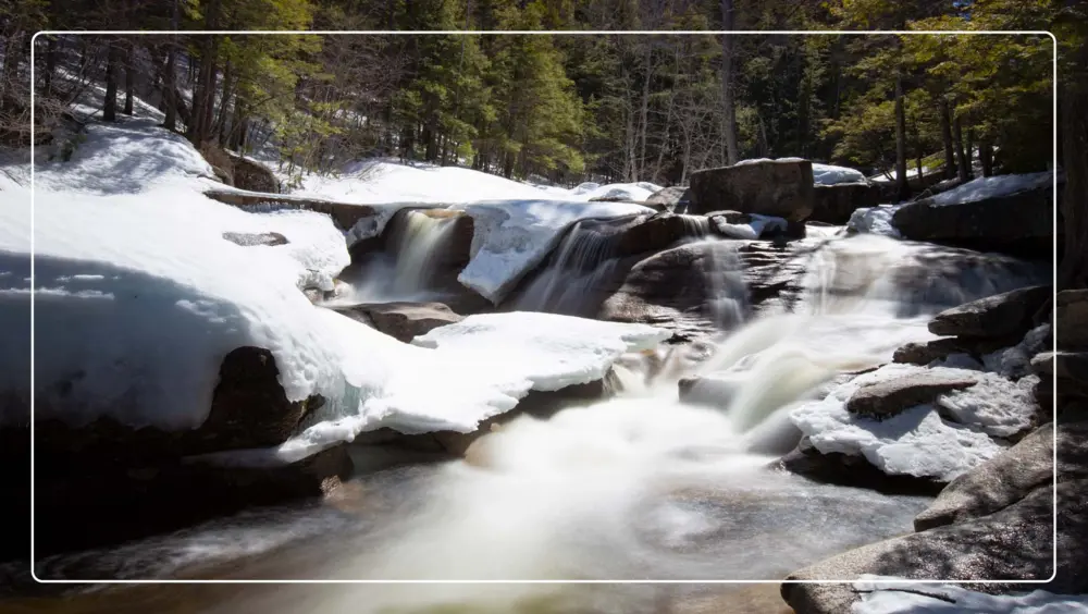 Falls in North Conway at winter.