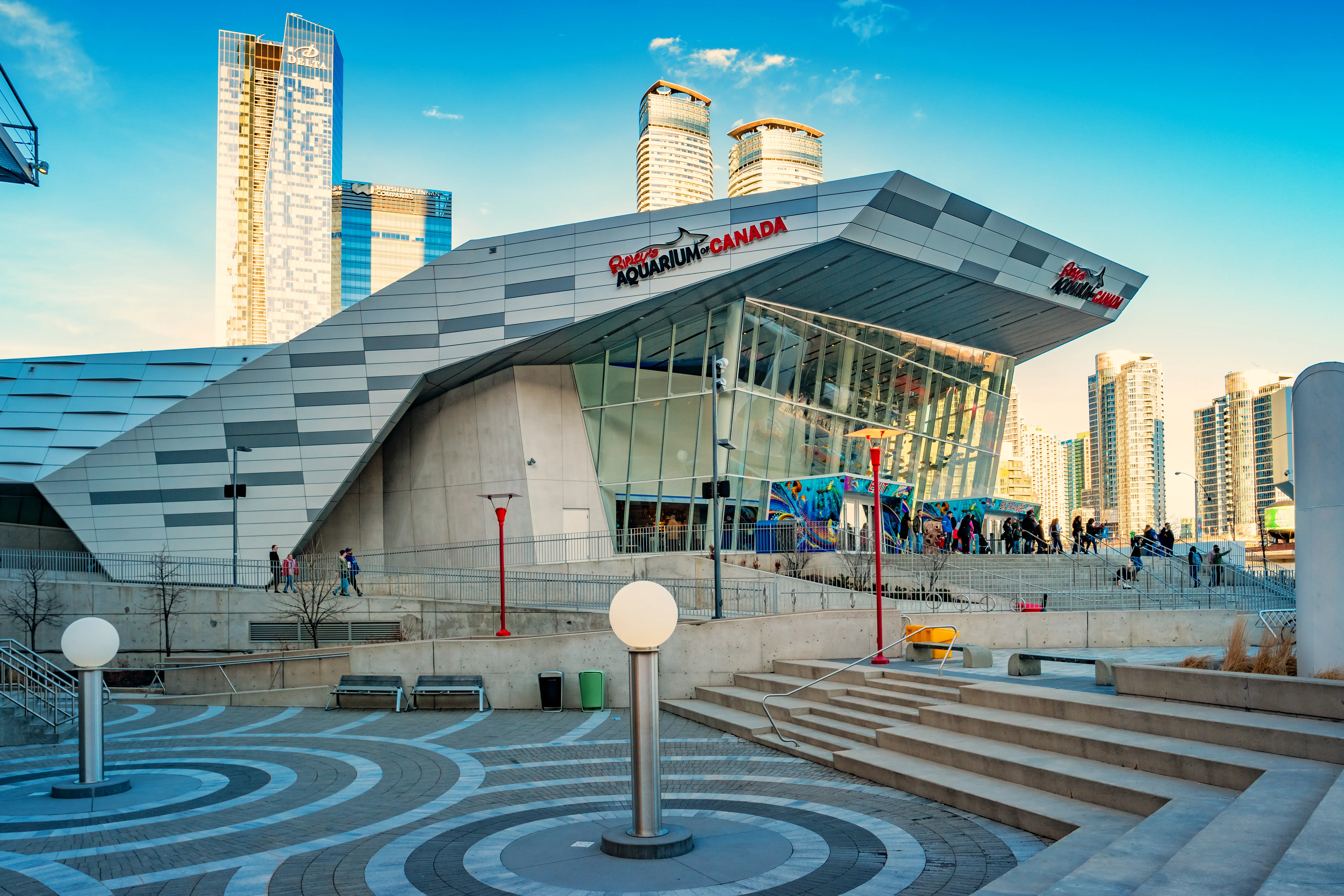 Exterior image of Ripley's Aquarium of Canada on a sunny day.