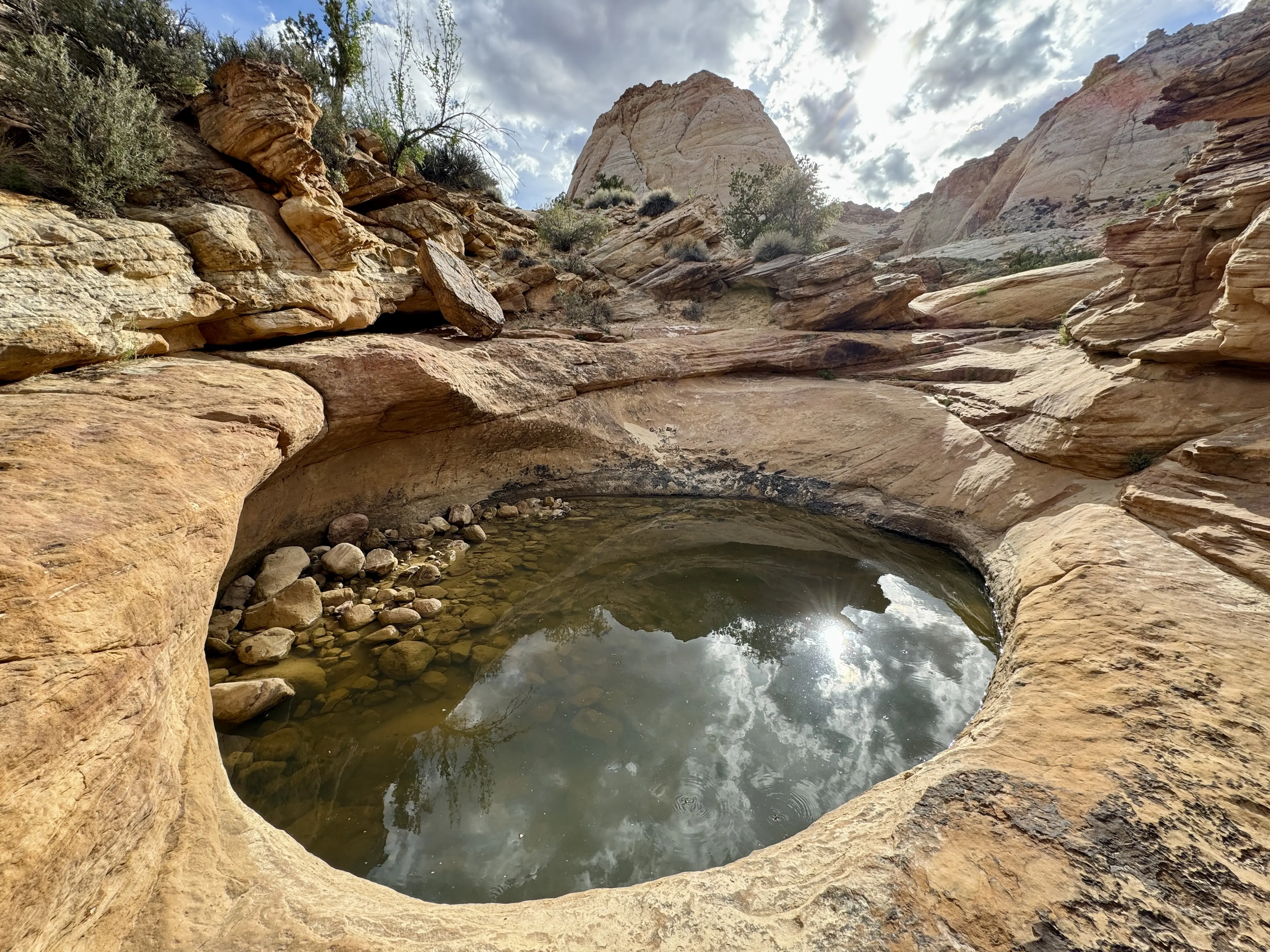Image of a waterpocket at Capitol Reef, Utah.