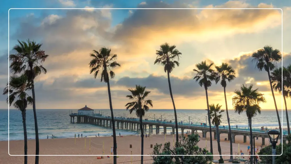 Malibu Beach at sunset.