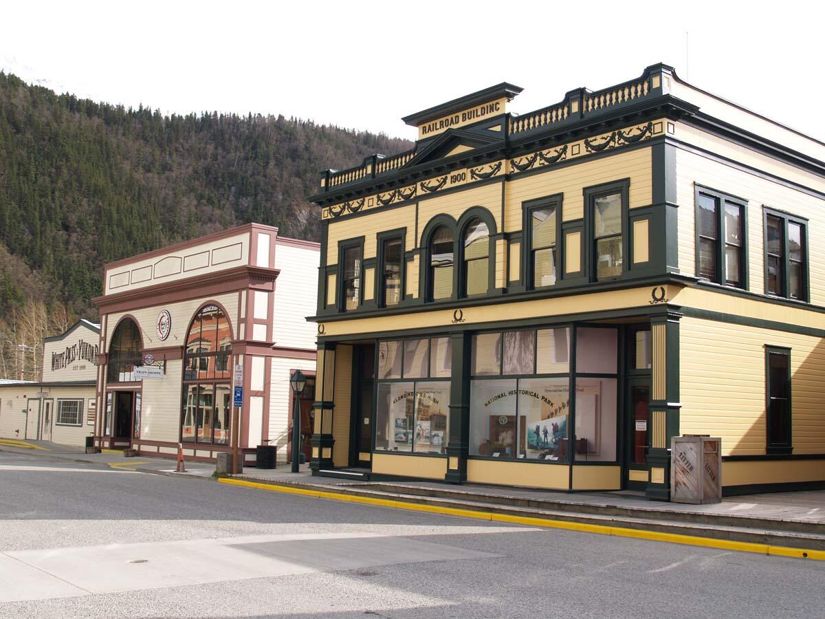 Image of the White Pass & Yukon Route Railway Administration Building within Klondike Gold Rush National Historical Park.