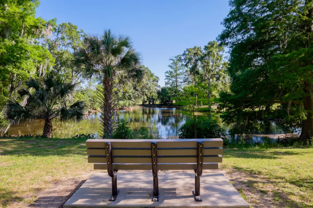 Bench at Audubon Park in New Orleans Louisiana