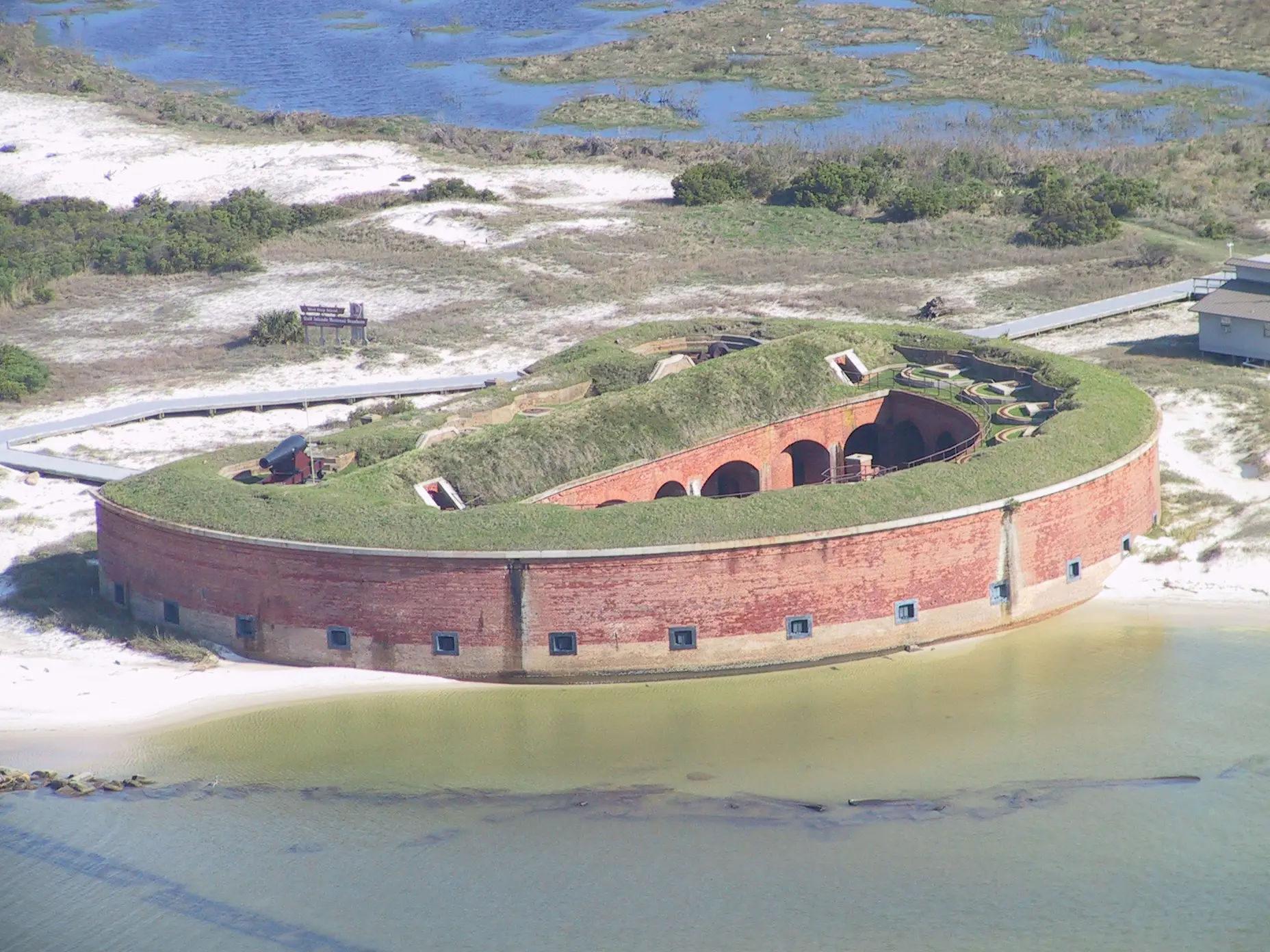 Image of the old Fort Mass sitting on Ship Island, Mississippi.