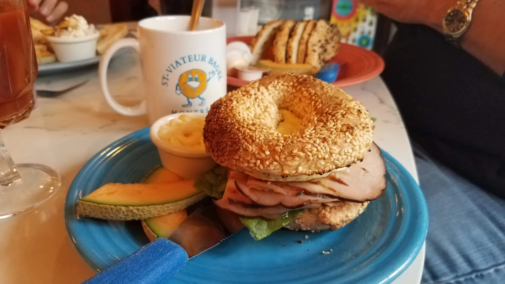 Breakfast Sandwich Deluxe at Saint-Viateur Bagel & Cafe in Montreal.