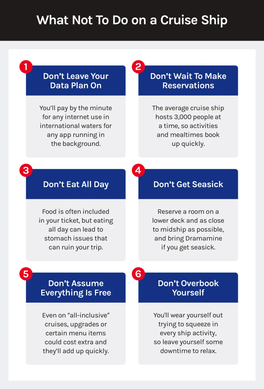 6 things not to do on a cruise ship.