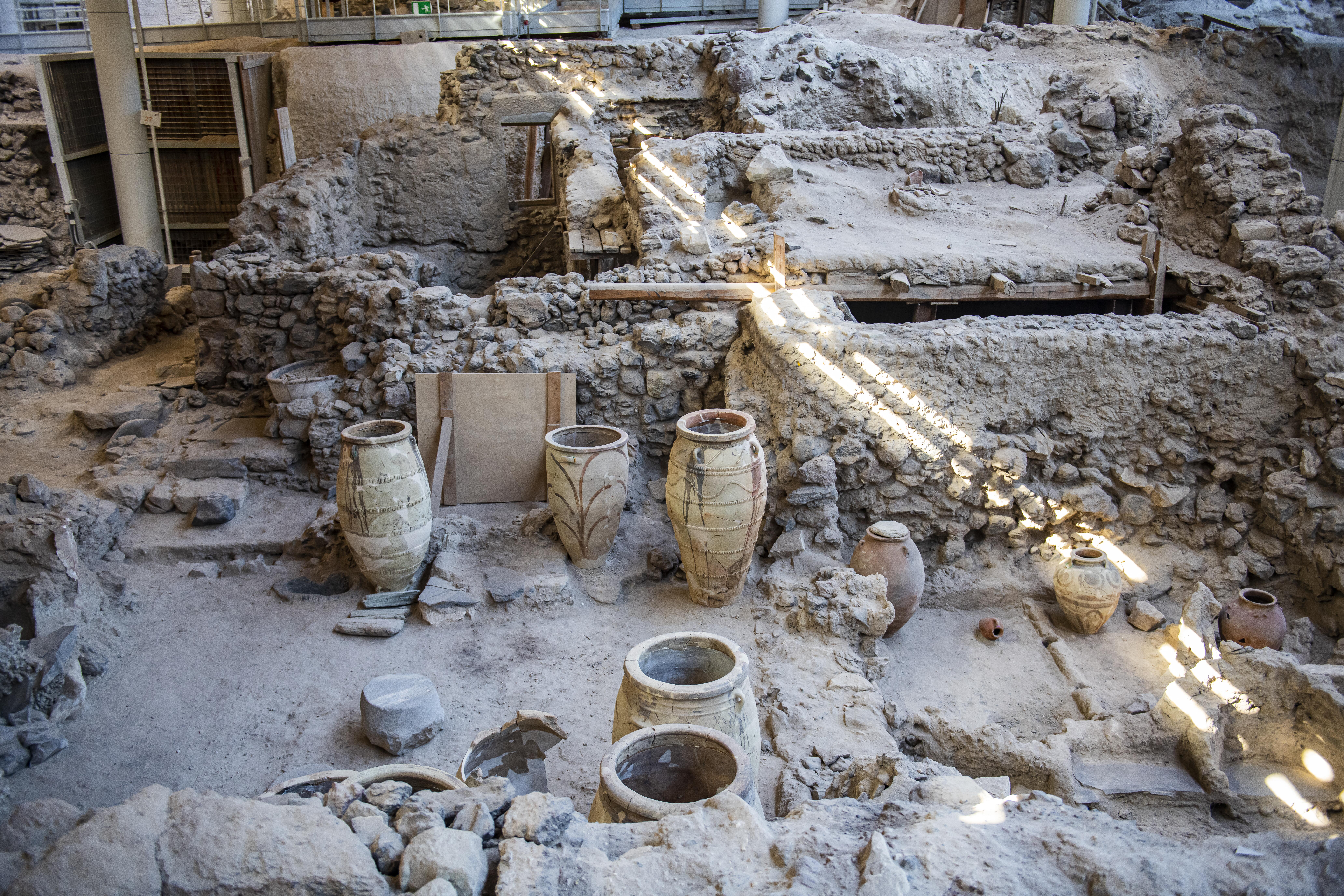 Photo of Akrotiri the Site of Prehistoric Bronze Age City in Santorini Greece