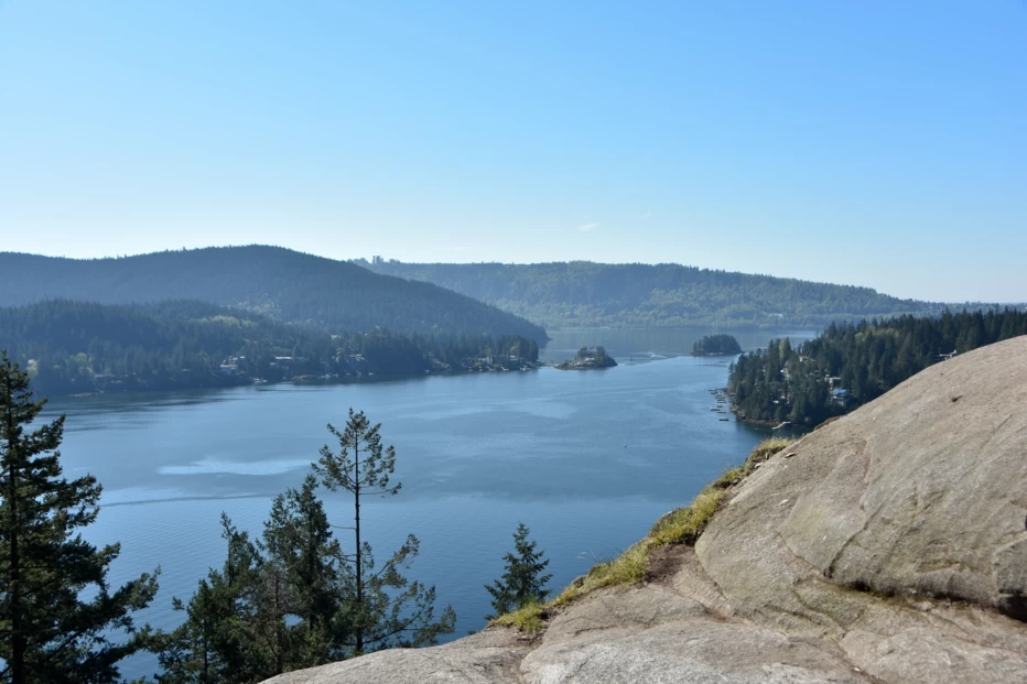 Viewpoint from Quarry Rock overlooking the water in Deep Cove North Vancouver
