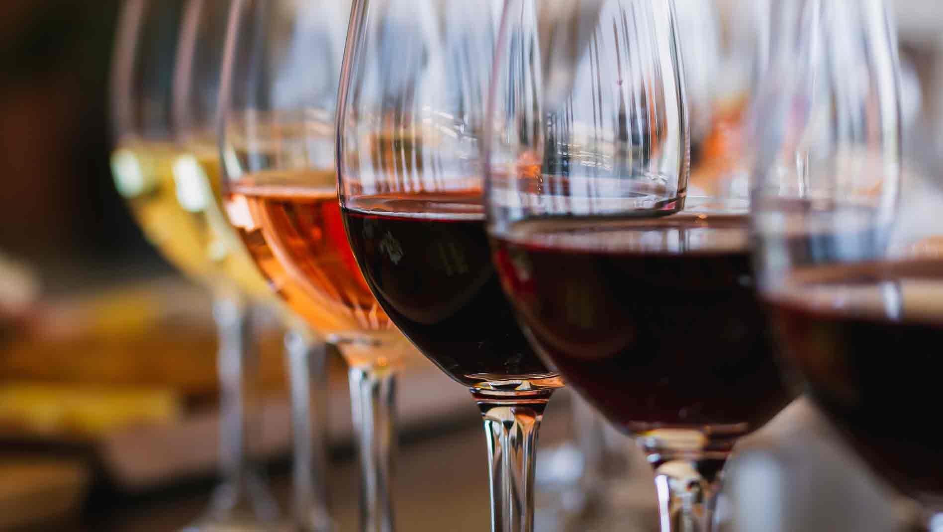 Filled wine glasses at Chateau Ste. Michelle Winery, a popular thing to do in Seattle.
