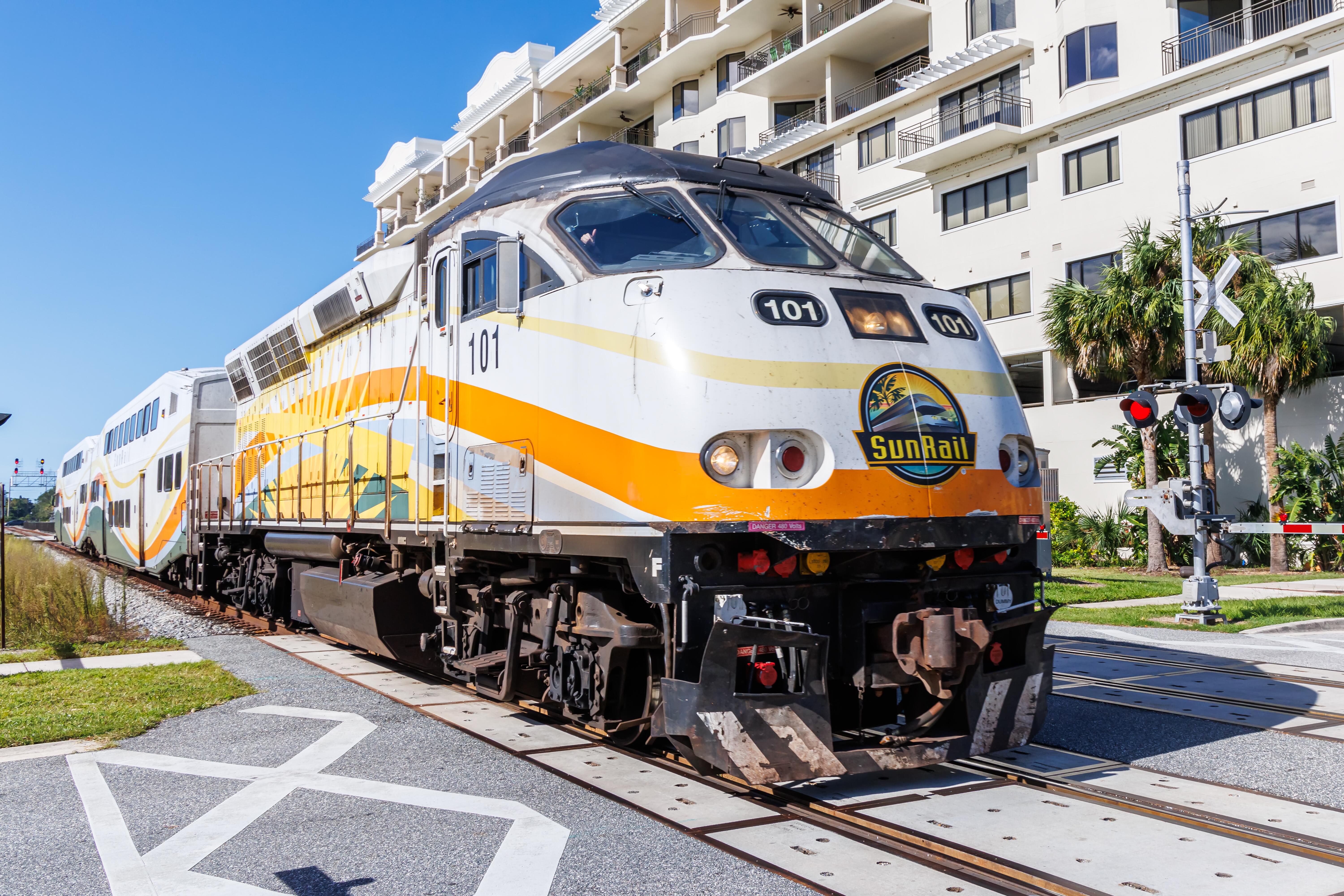 Kissimmee, United States - October 18, 2024: SunRail commuter rail train in Kissimmee, United States.
