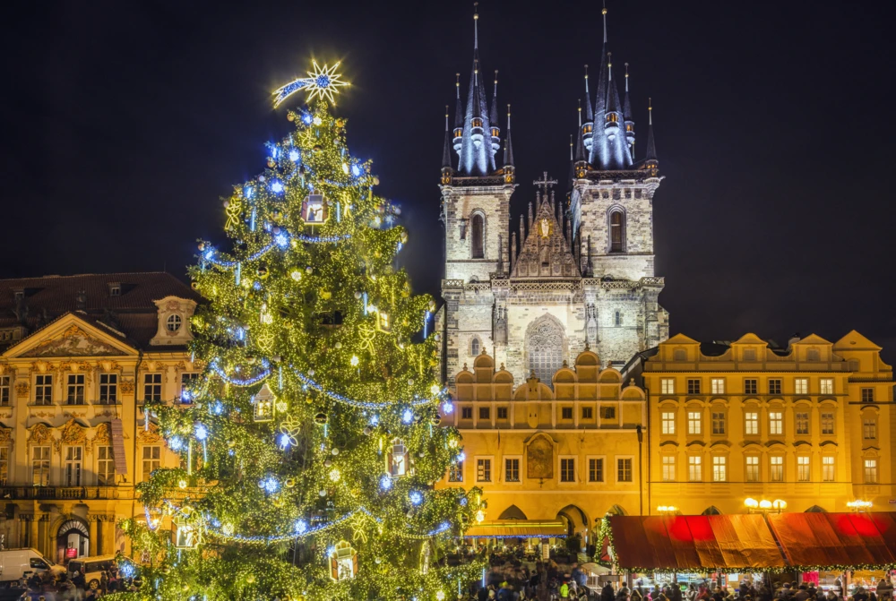 Prague Christmas Market and Christmas Tree in Czech Republic