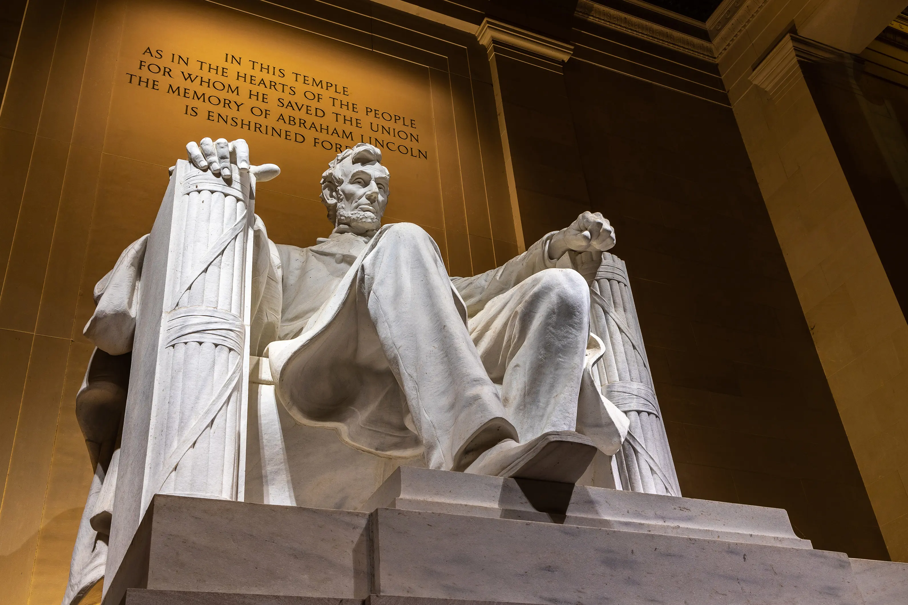 Abraham Lincoln statue inside Lincoln Memorial in Washington DC