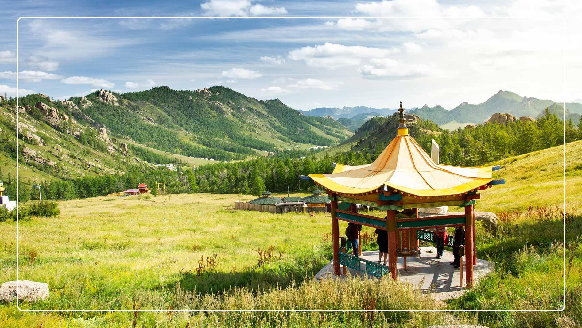 View of a green landscape near Ulaanbaatar, Mongolia