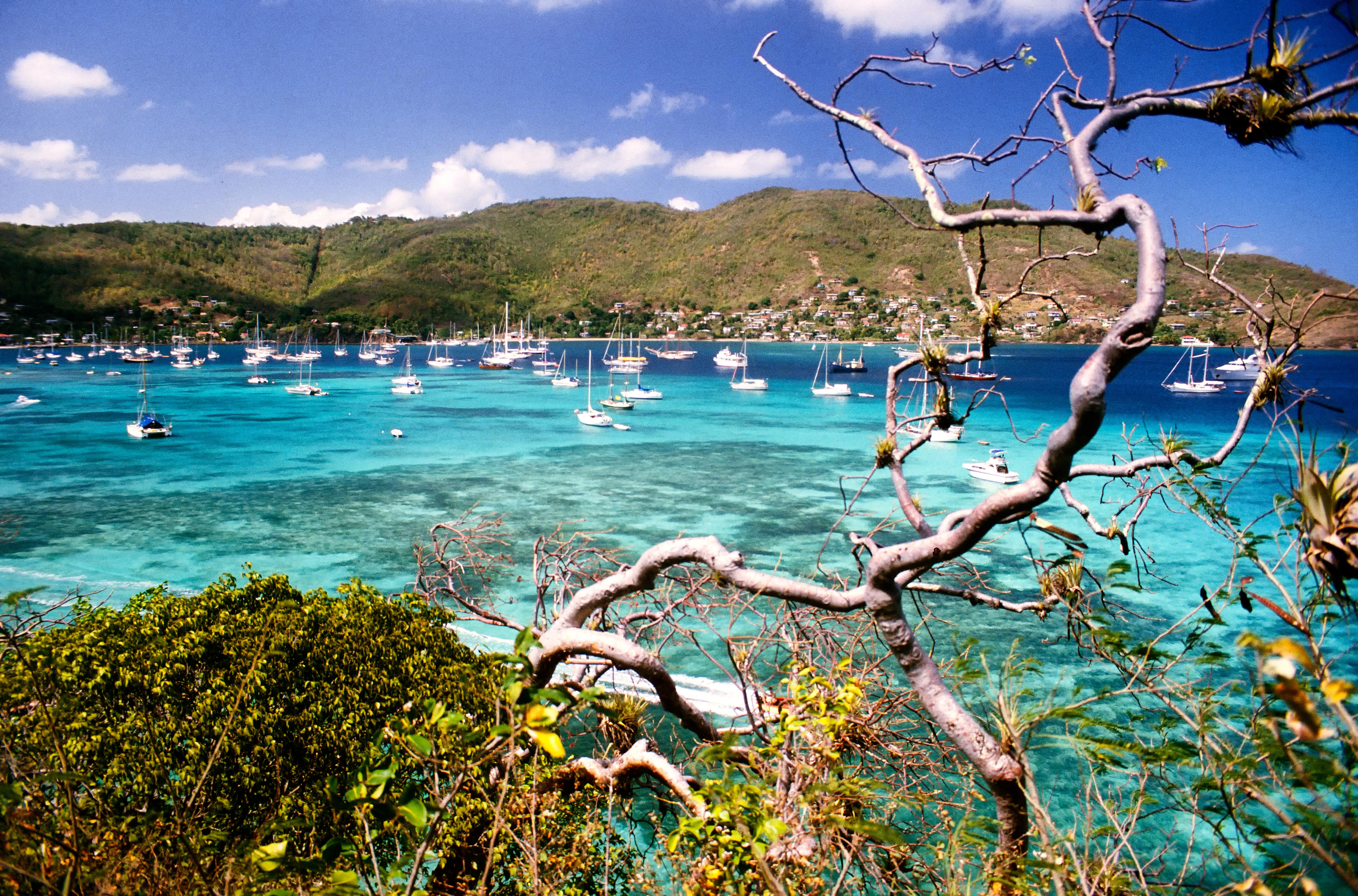 Image of boats on the water in Admiralty Bay, Bequia.