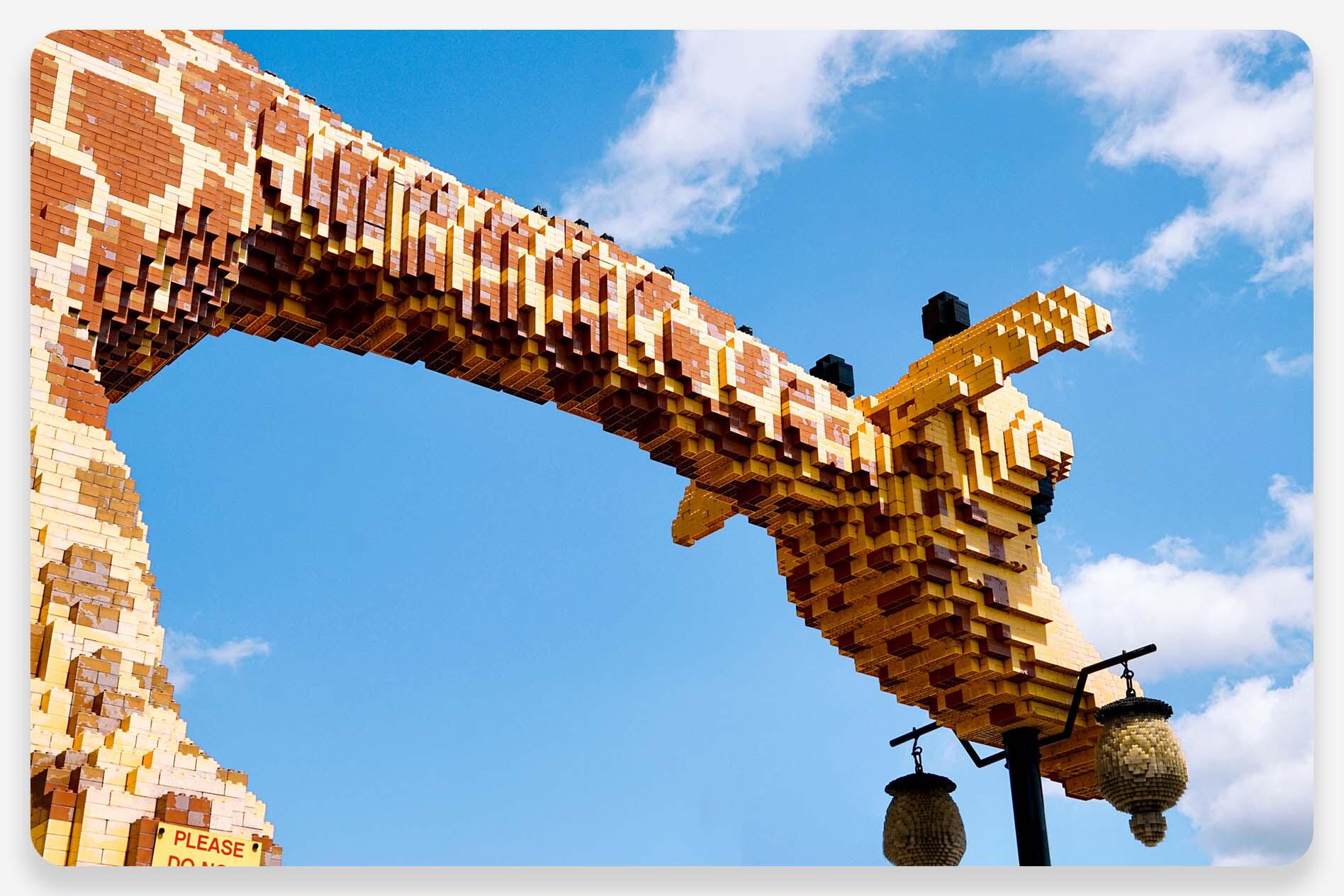 A lego giraffe at Legoland