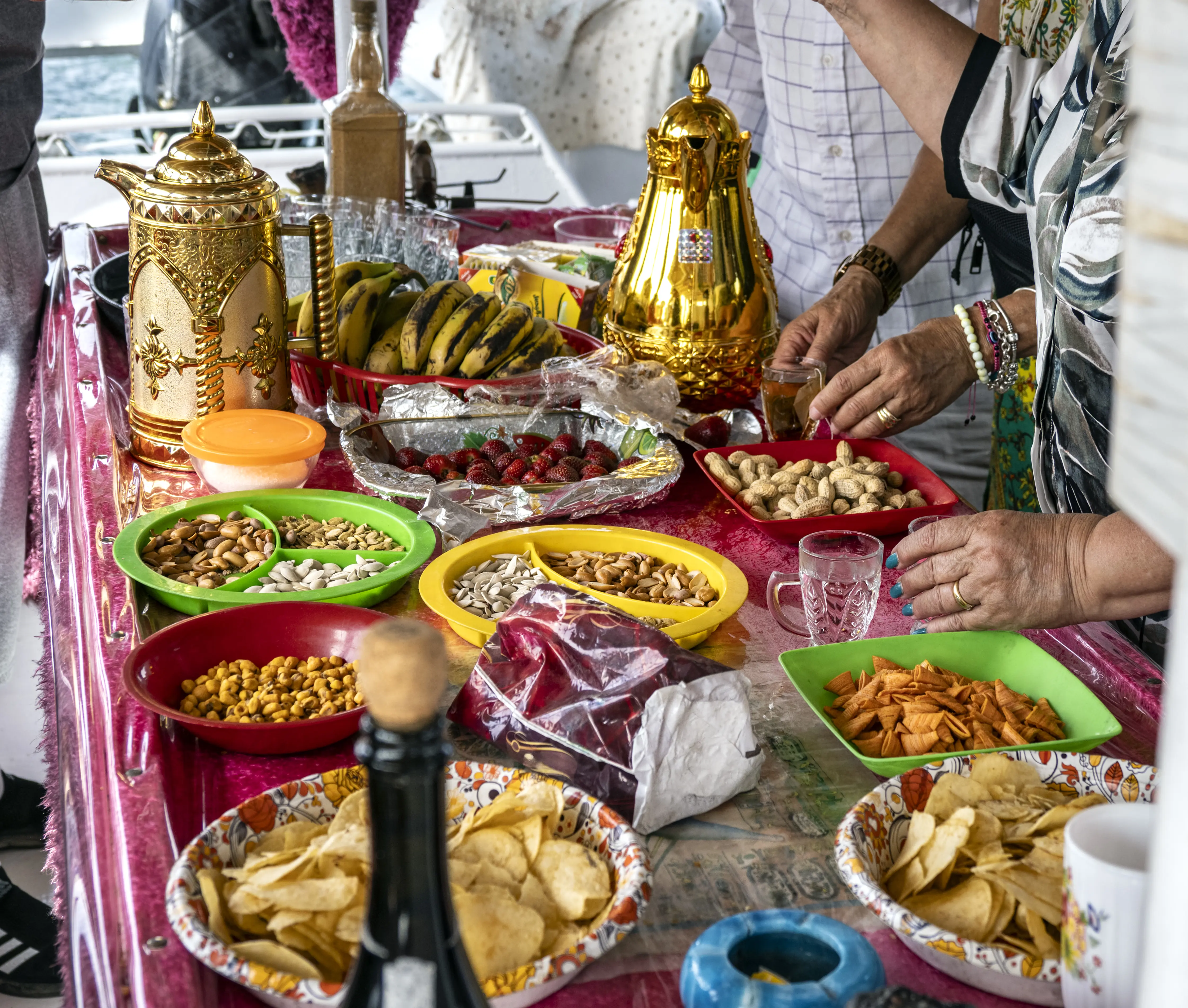Photo of a large table of food in Cairo, Egypt
