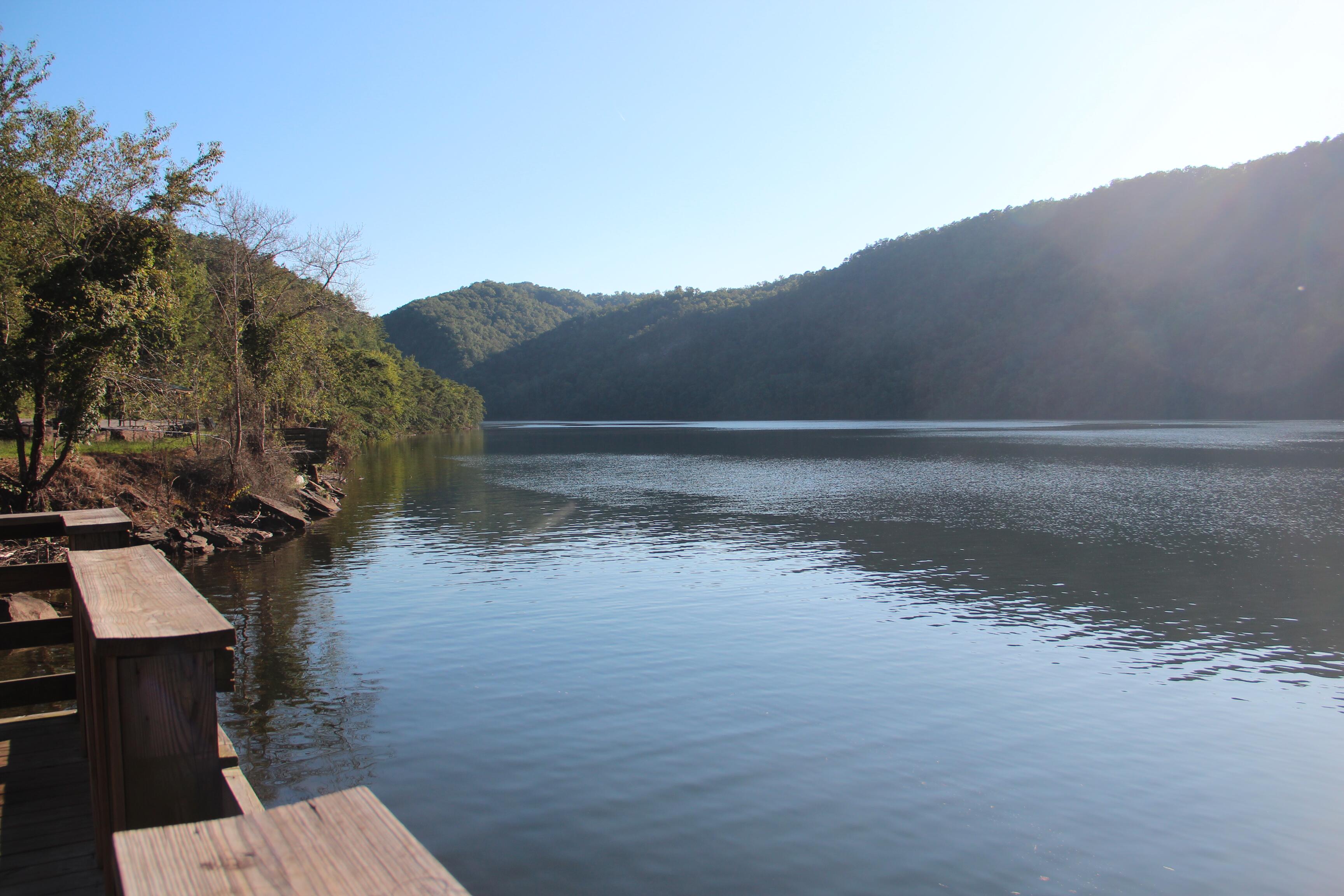 Image of the scenic wilderness views at Chilhowee Lake, in Tennessee.