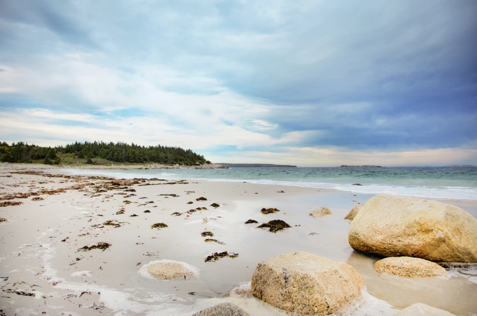 Beach and Atlantic Ocean at Crystal Crescent Beach Provincial Park in Halifax, Nova Scotia
