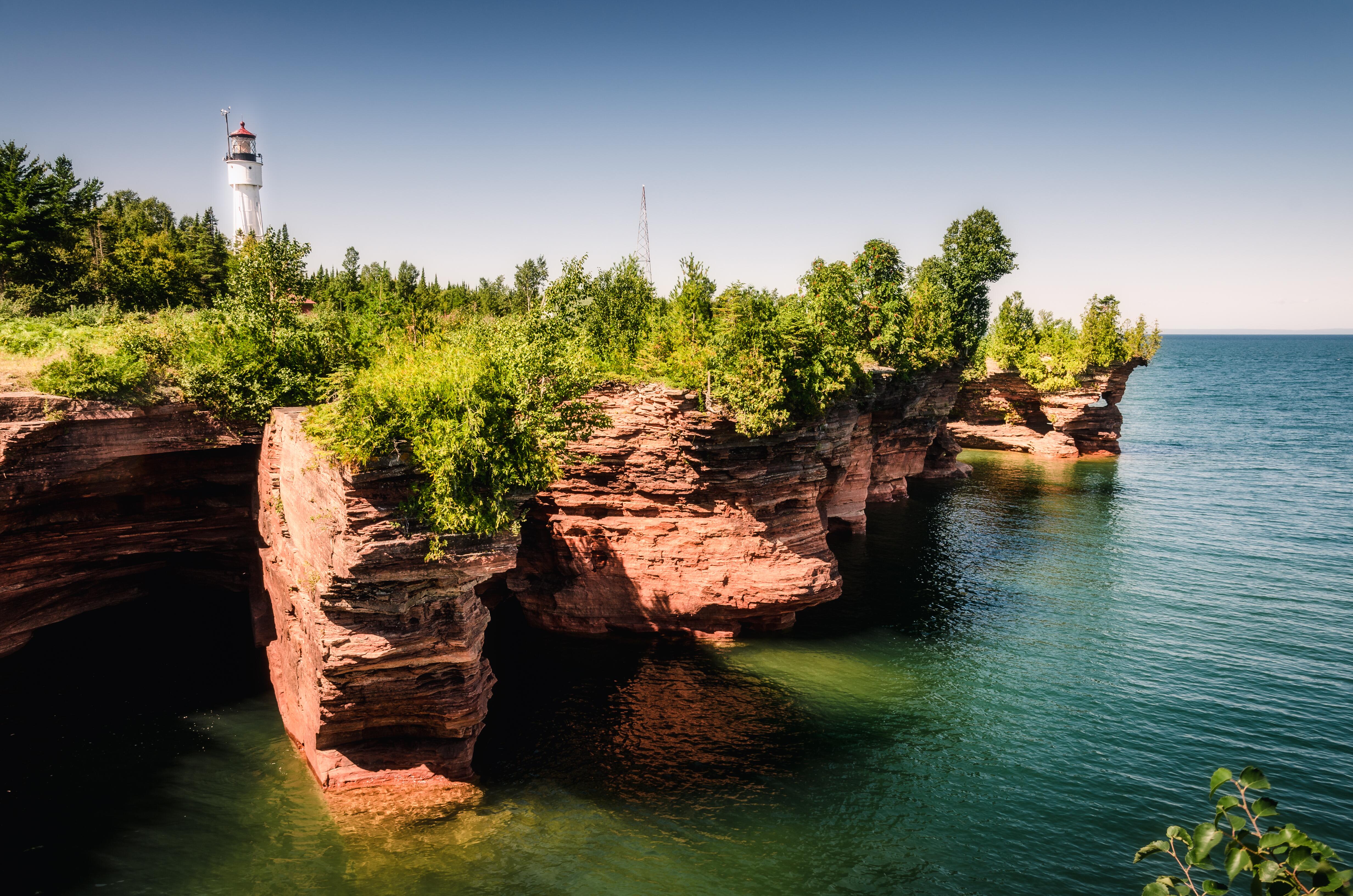 Image of the Devils Island Lighthouse at Apostle Islands, near Bayfield, Wisconsin.