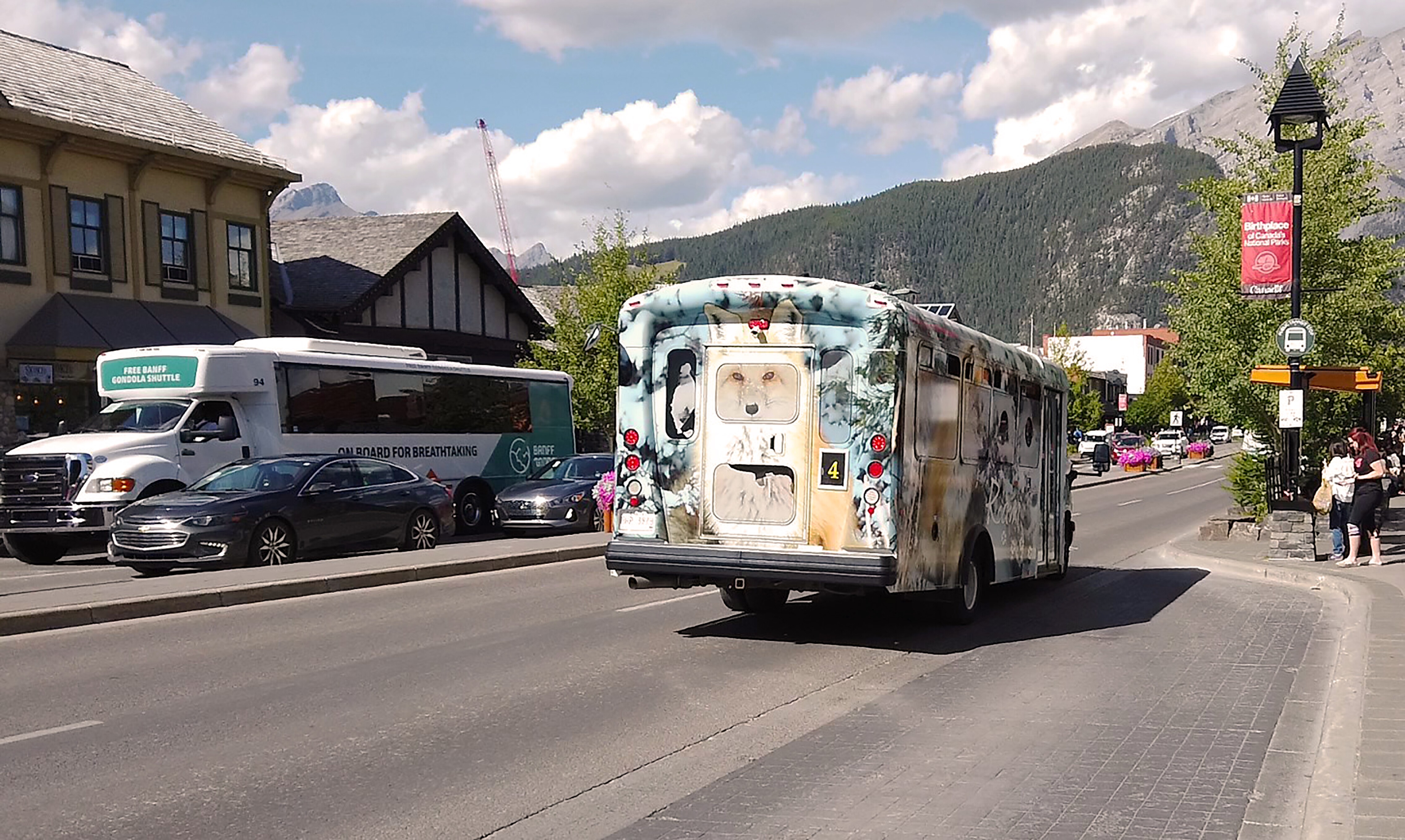 Downtown Banff public transportation.