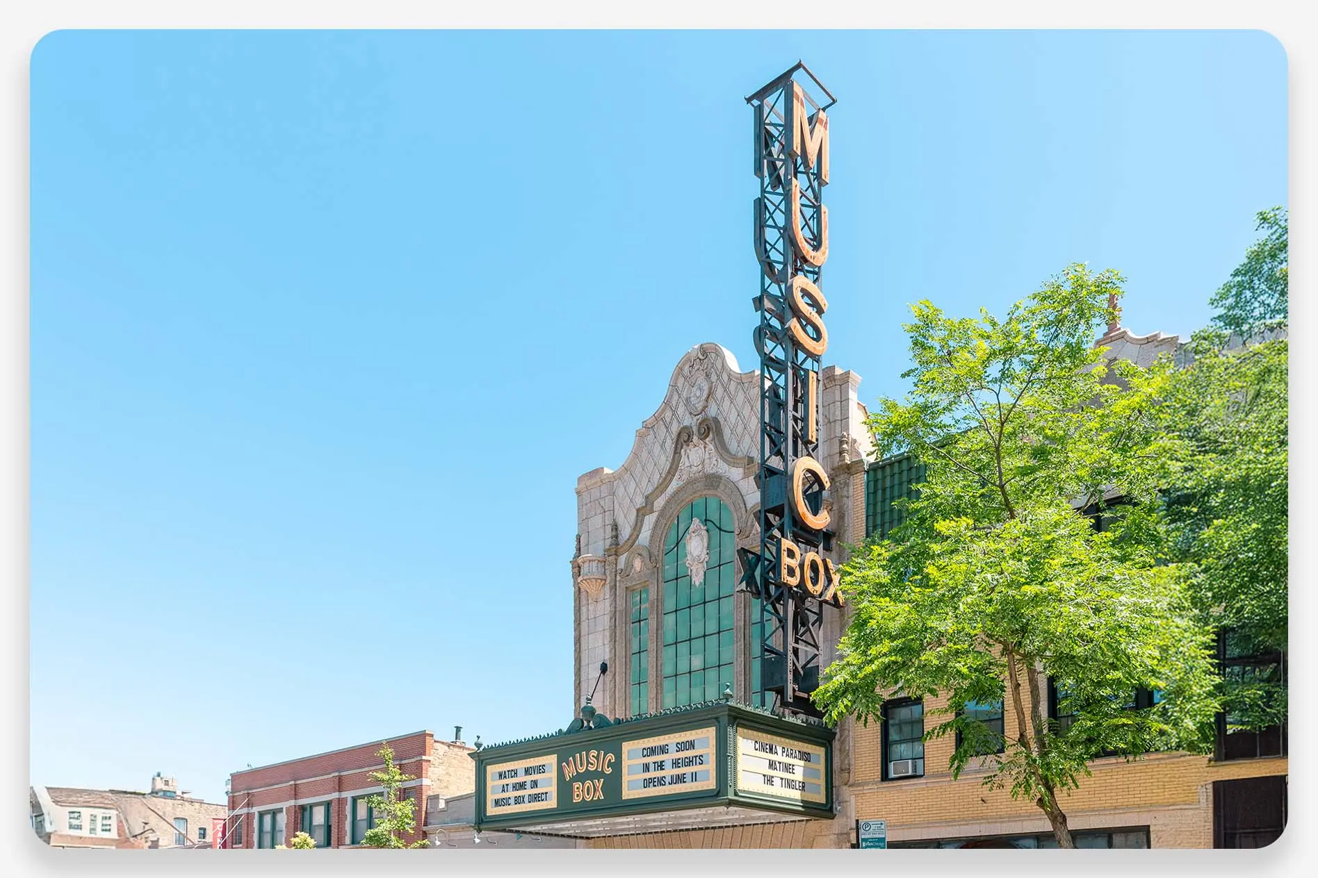 The Music Box on a sunny day in Chicago