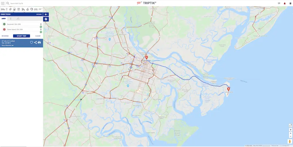 AAA TripTik Map