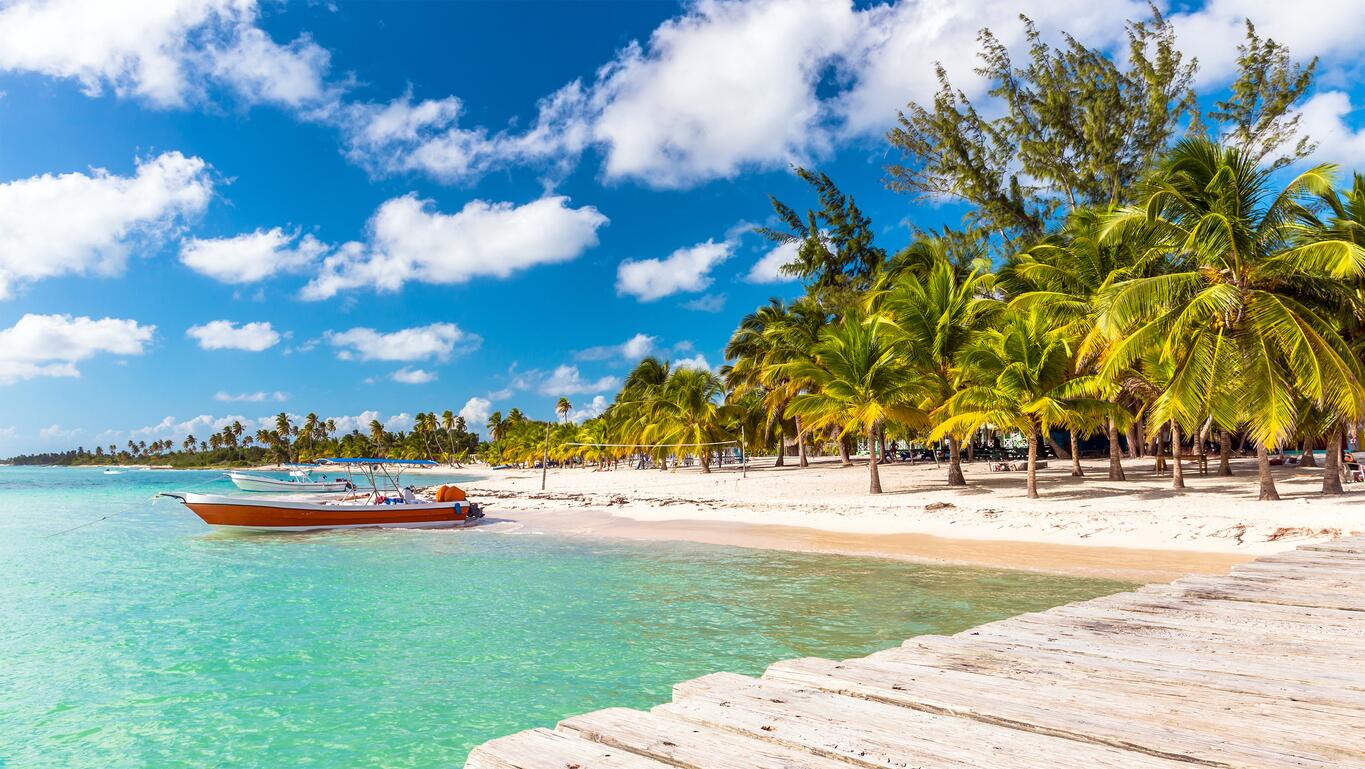 Boat and beach at Punta Cana, Dominican Republic