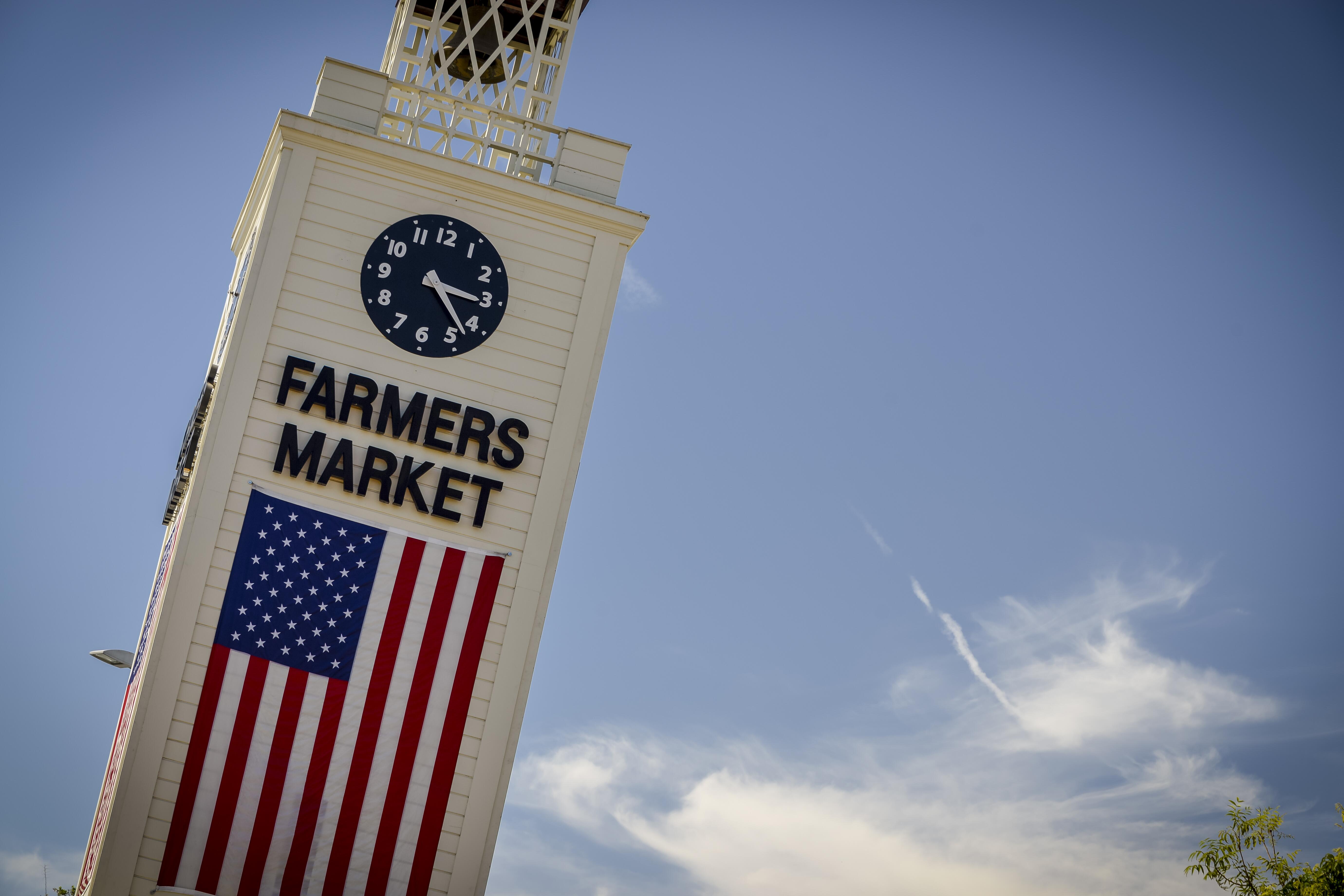 Image of the clock tower at the Original Farmers Market in Los Angeles, California.