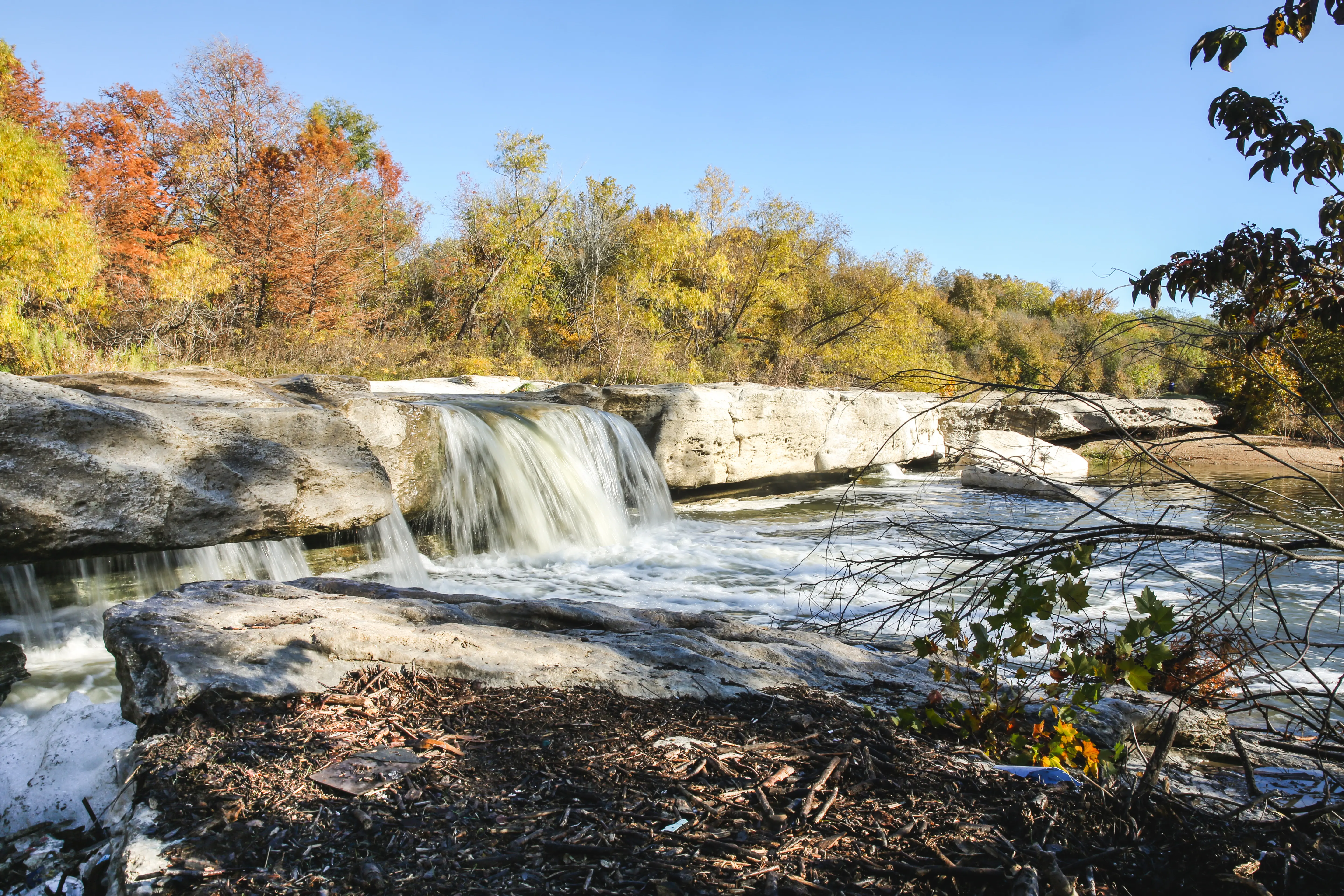 Outdoor image of the fall landscape and scenery at McKinney Falls State Park.