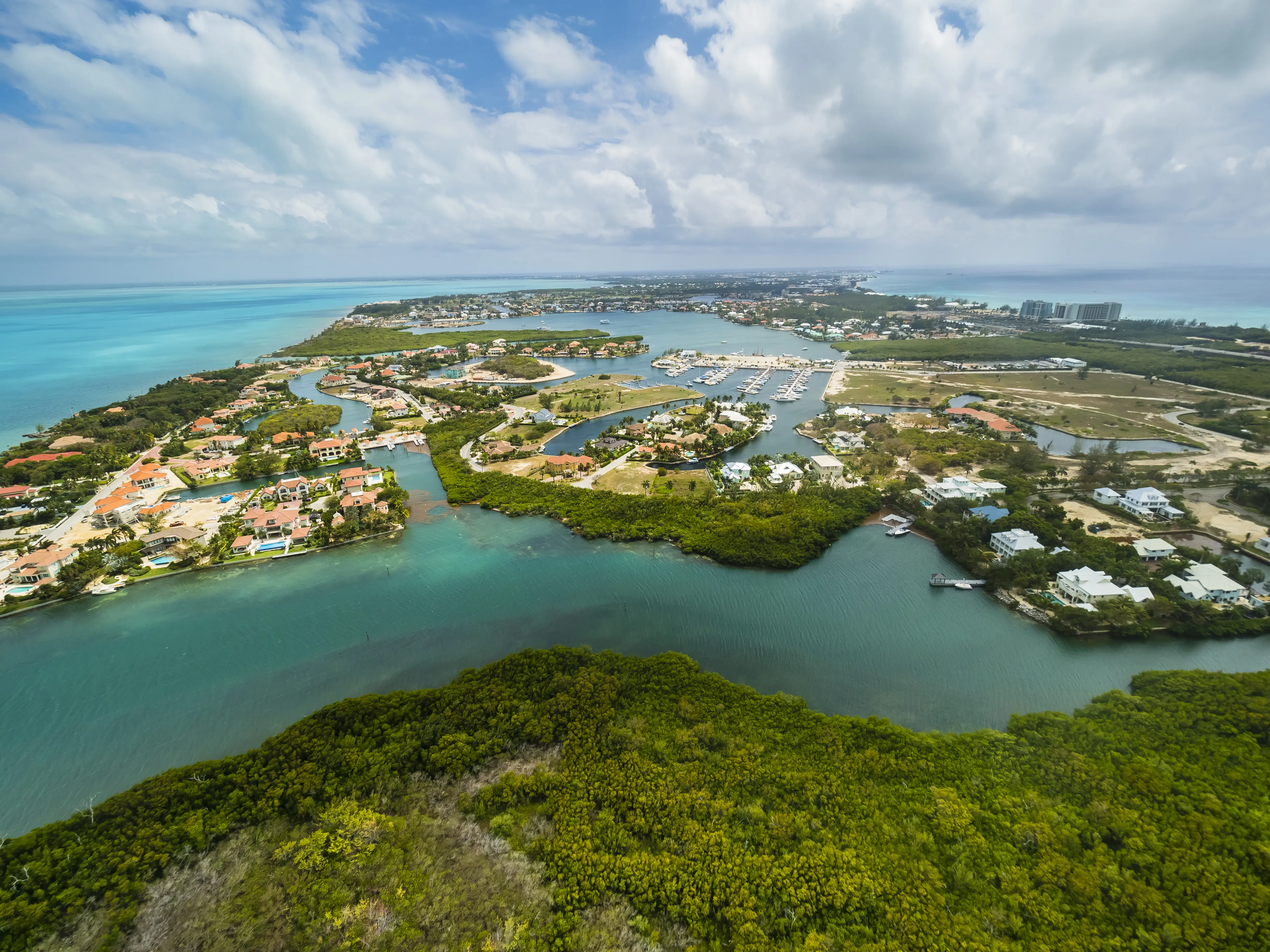Aerial image of the Cayman Islands, George Town, Westbay and Cypress Pointe.