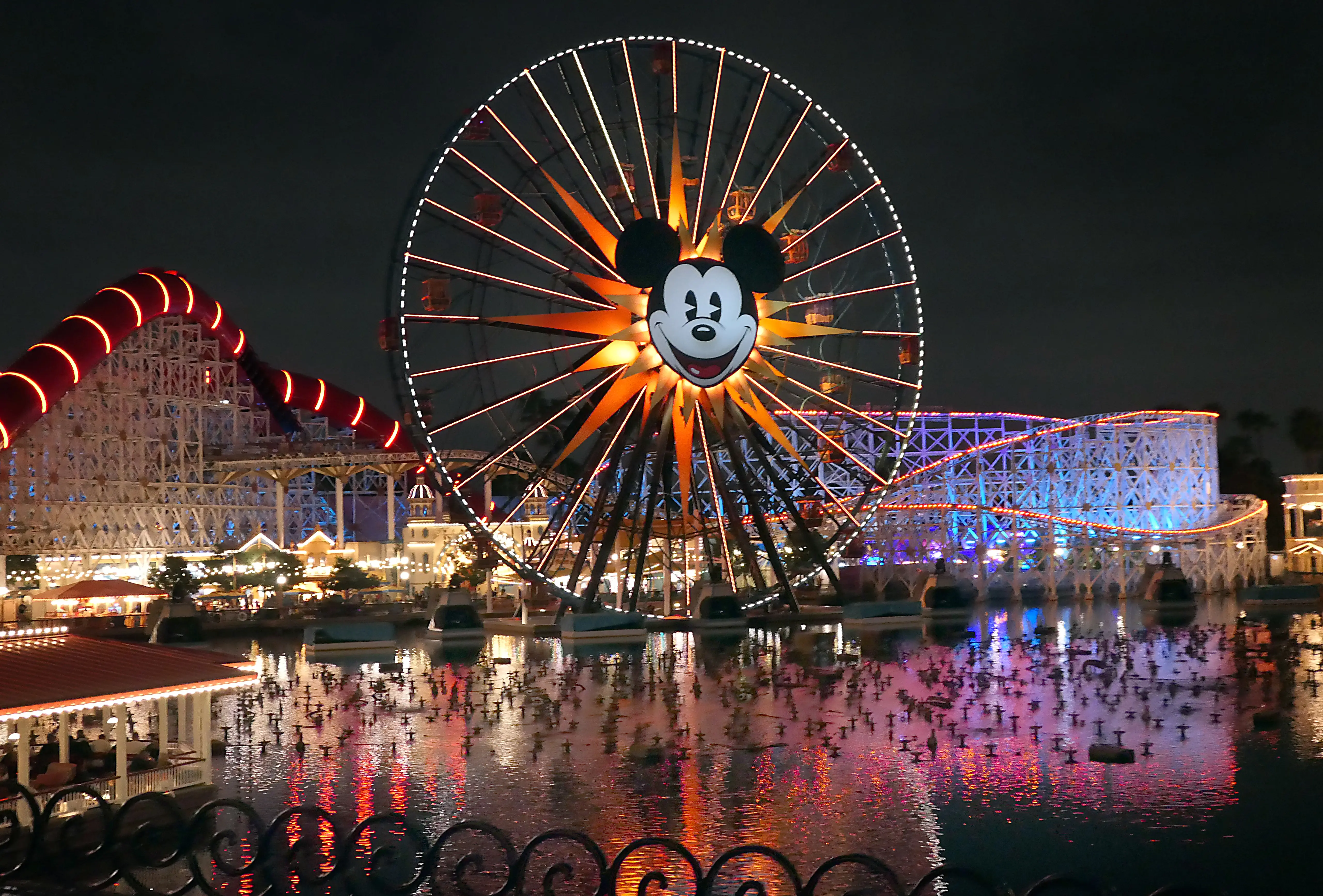 Image of Mickey's Fun Wheel ride at Disney California Adventure theme park.