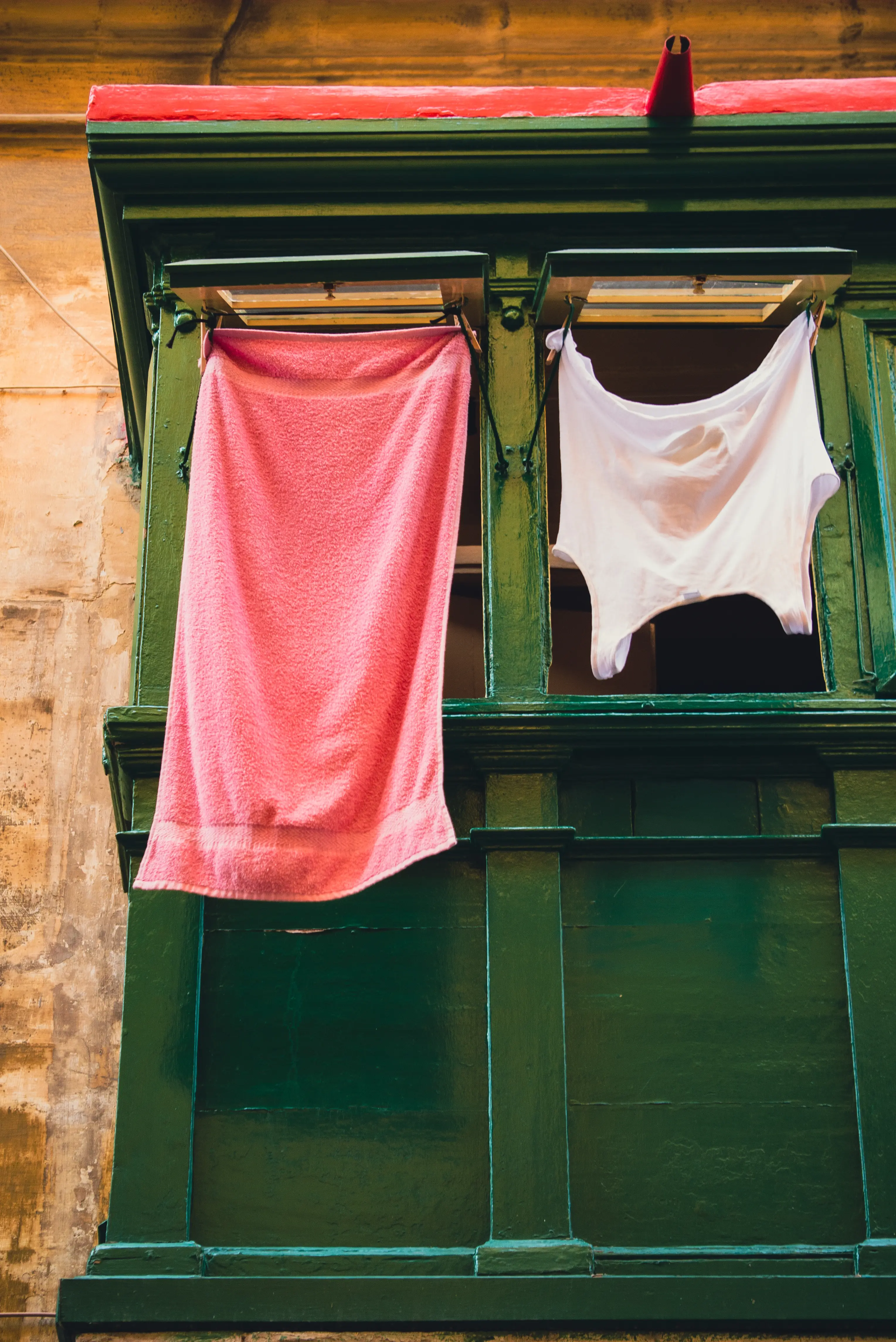 Outdoor image of clothes on a clothesline in Malta.