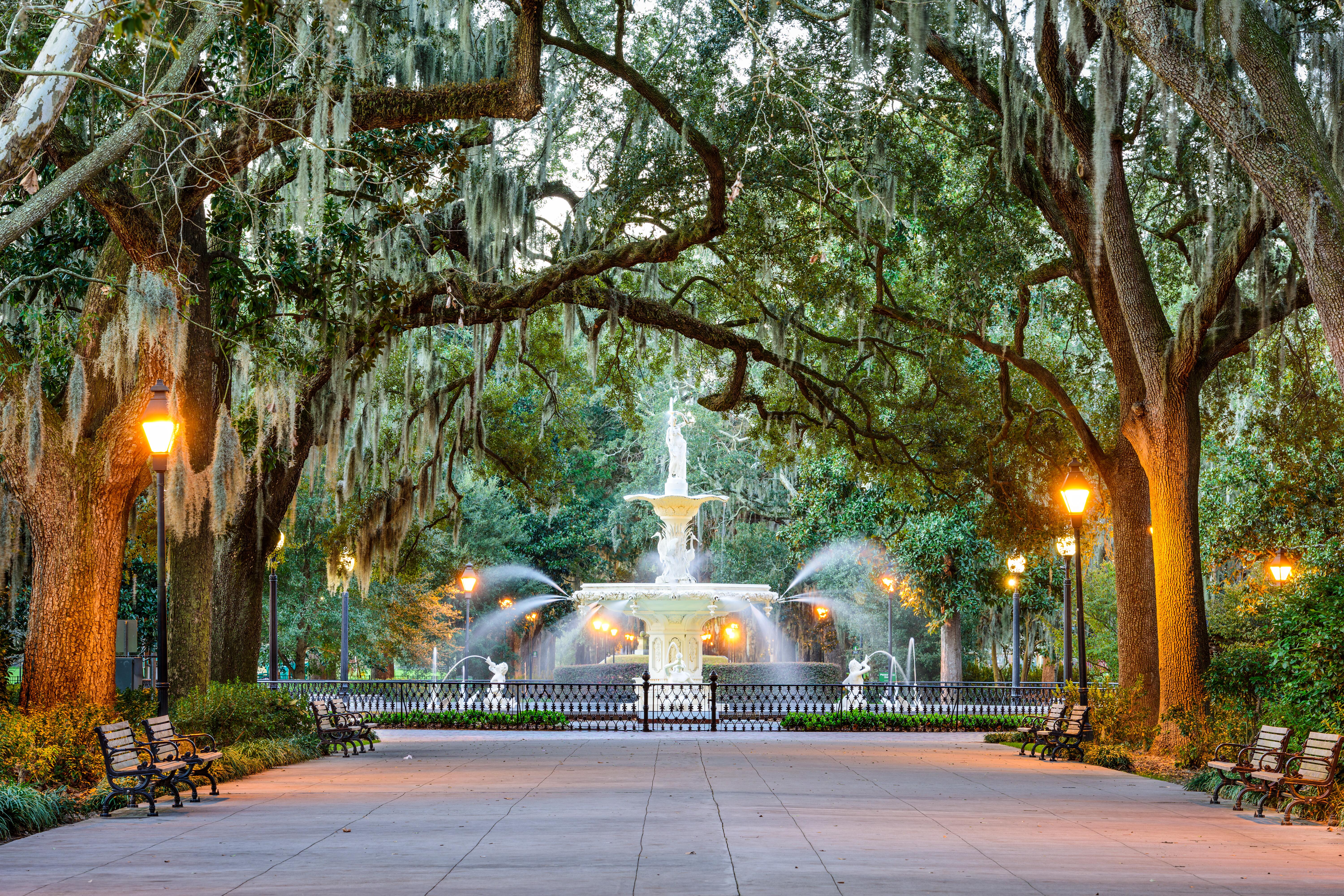 North America, Savannah Square Water Fountain, Savannah, Georgia
