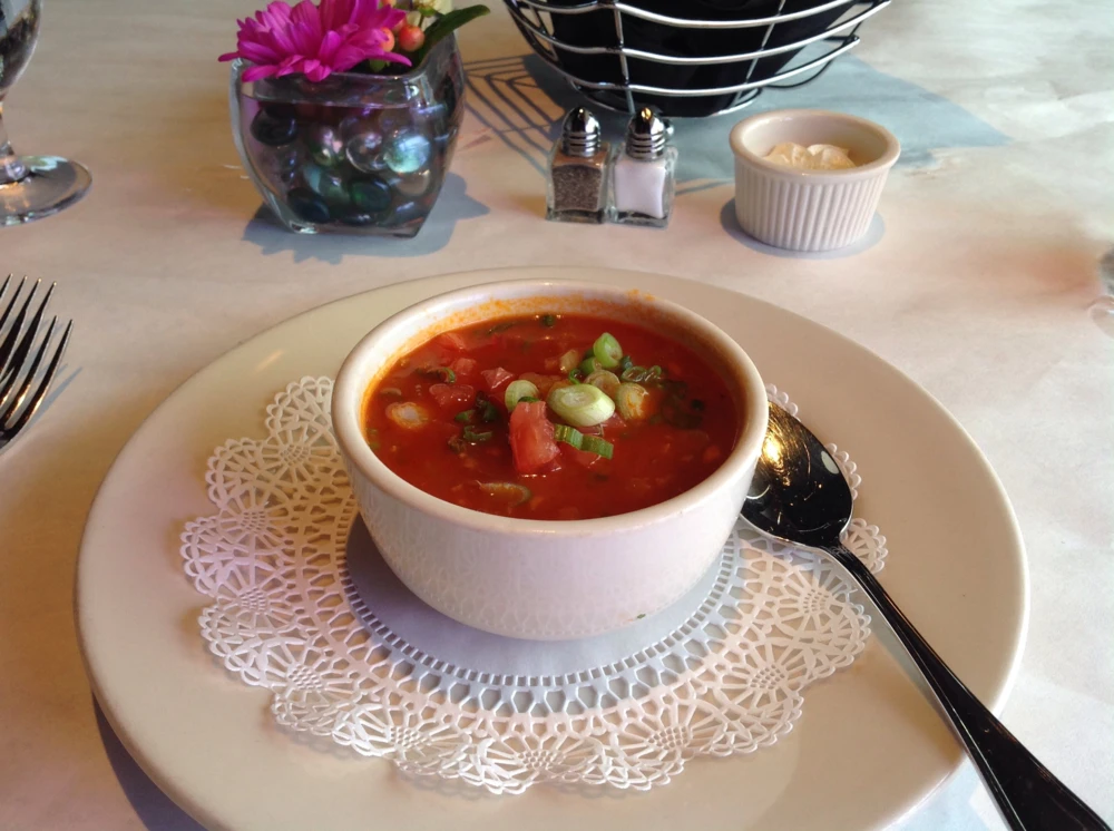Manhattan clam chowder, ahi tuna salad.