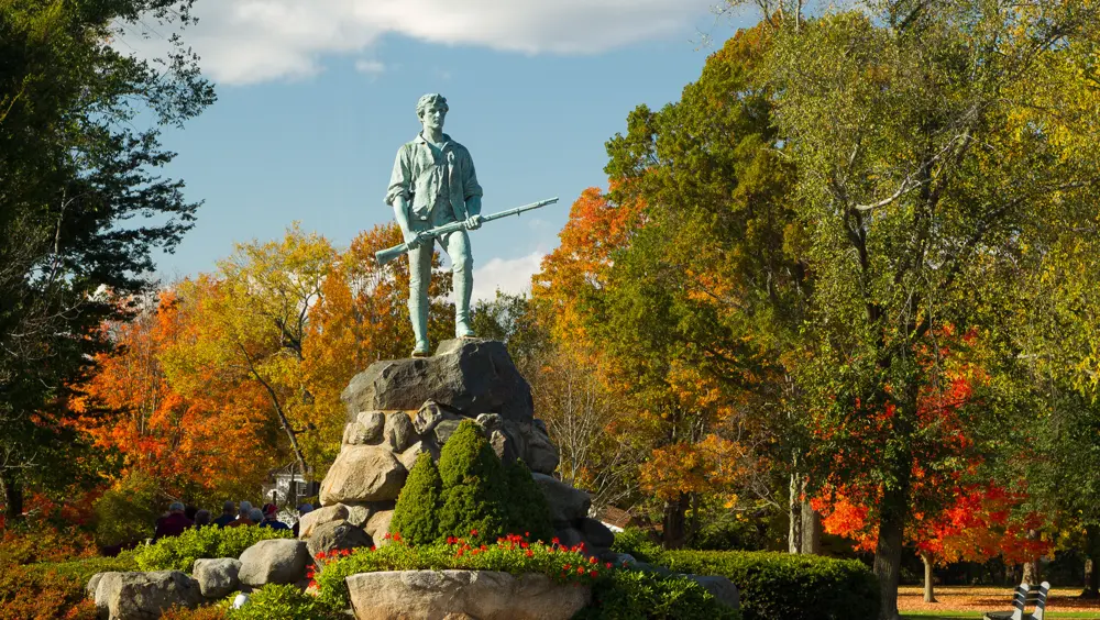 The Minute Man statue in Lexington a popular day trip from Boston.