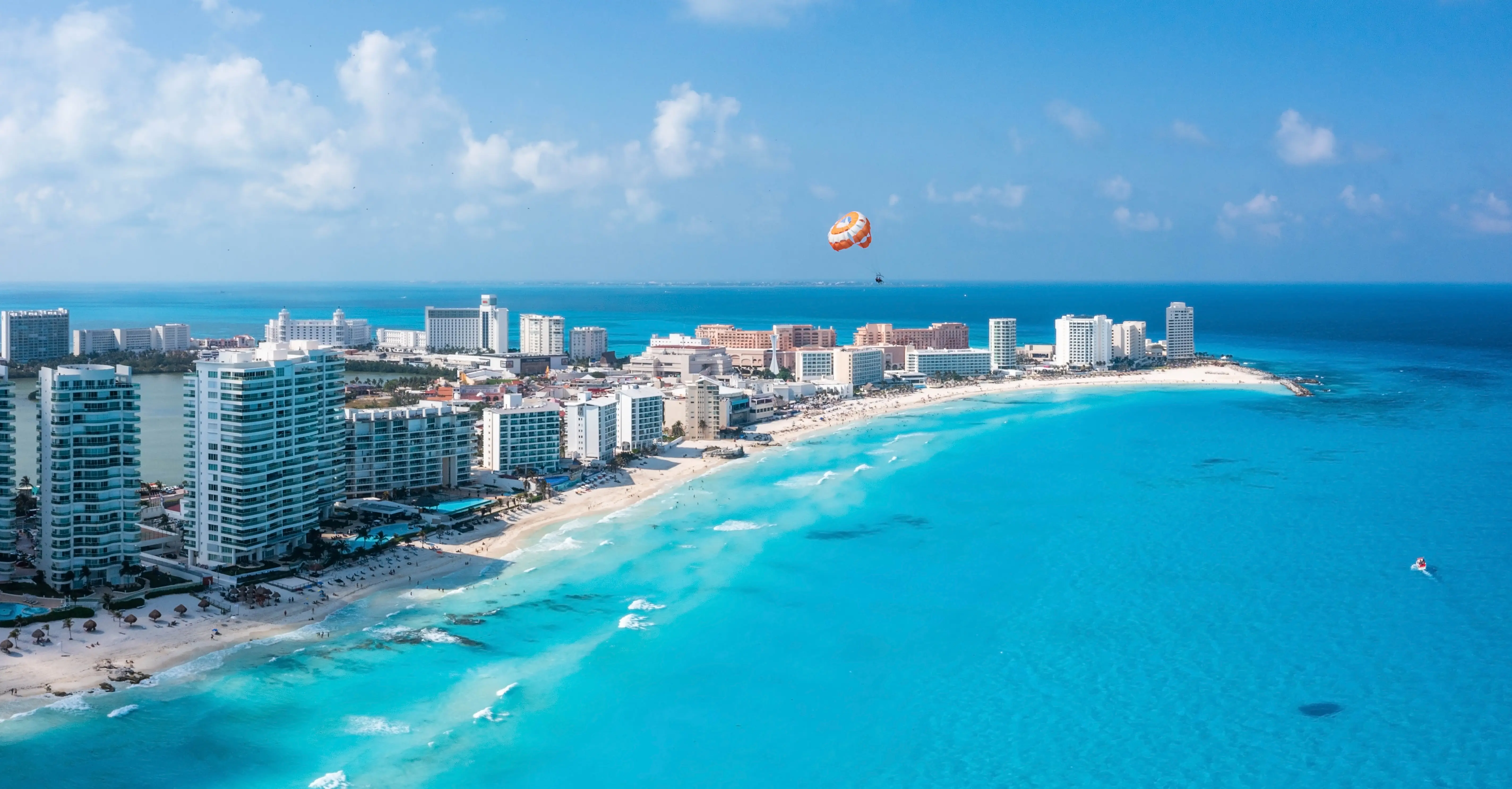 Aerial View Of Punta Norte Beach, Cancun, Mexico