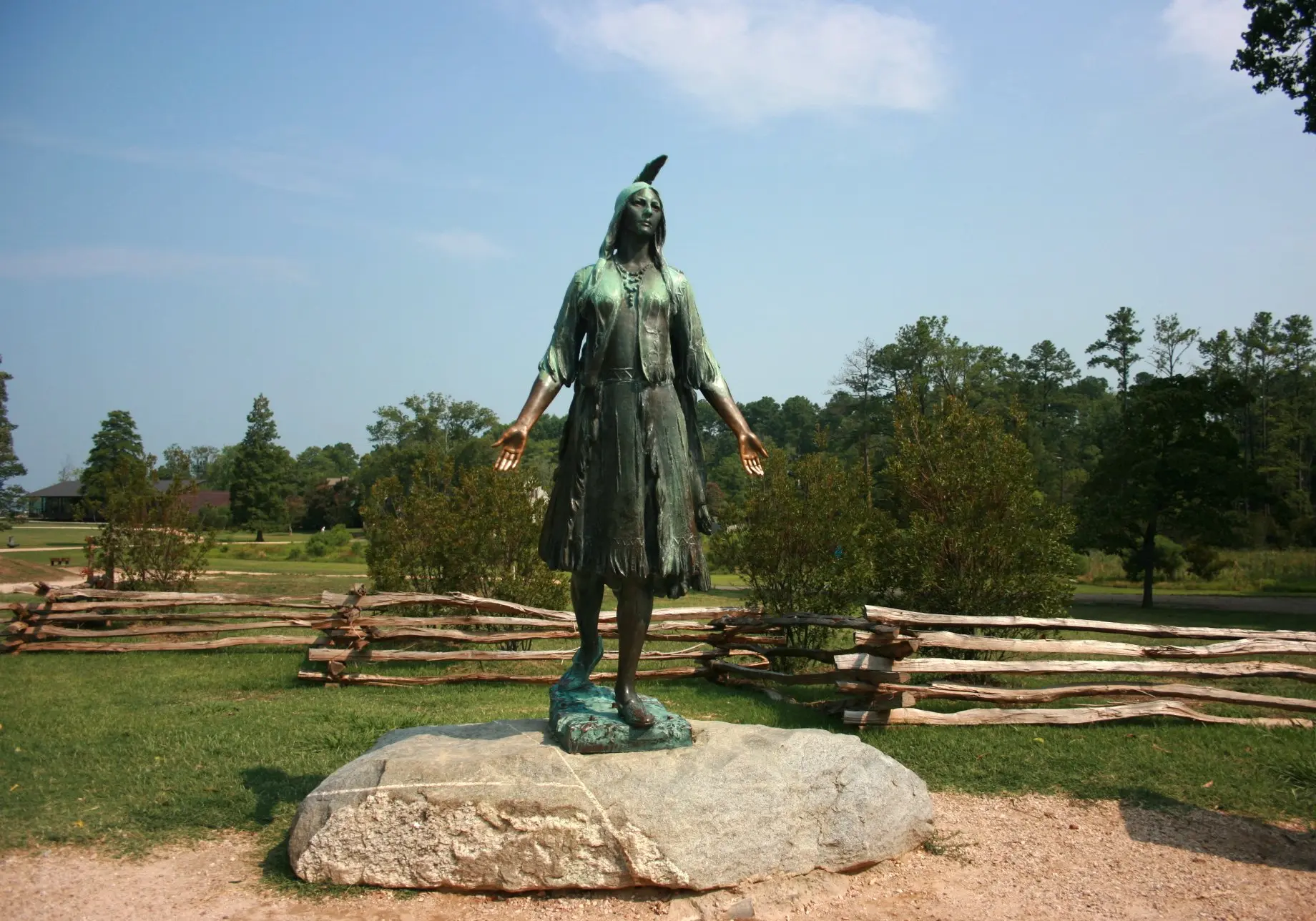 Image of the Pocahontas statue located at Historic Jamestown.