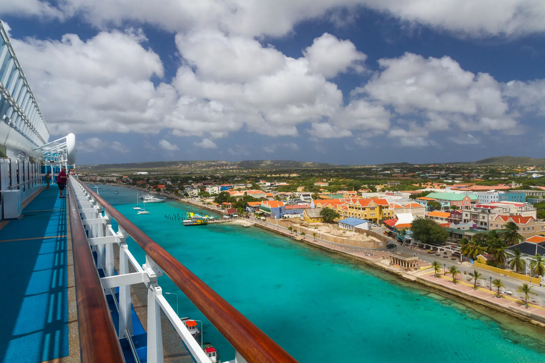 Image of the island of Bonaire as seen from onboard a cruise ship.