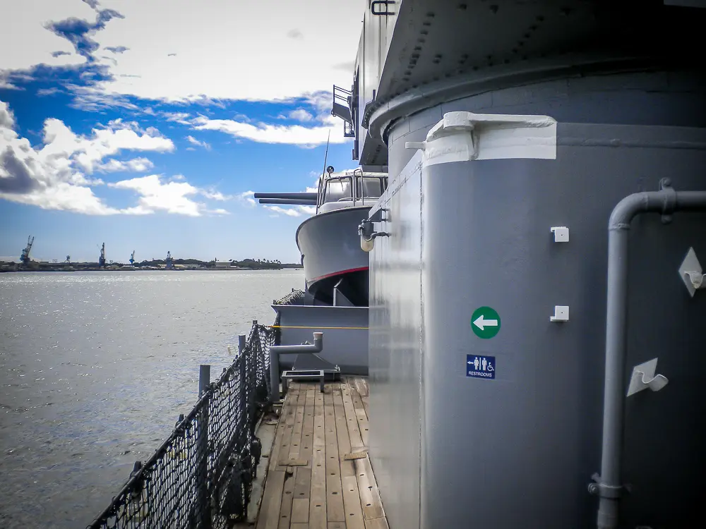 Deck of a ship at Pearl Harbor National Memorial.
