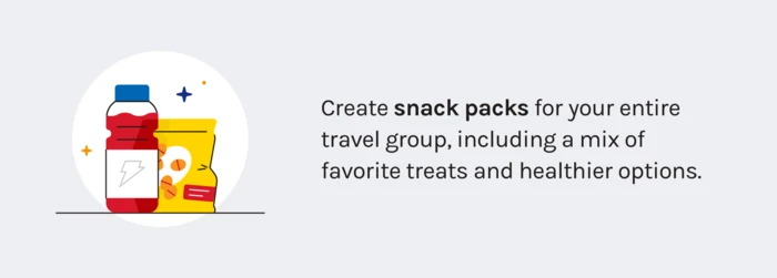 Tip on how to create snack packs when traveling.