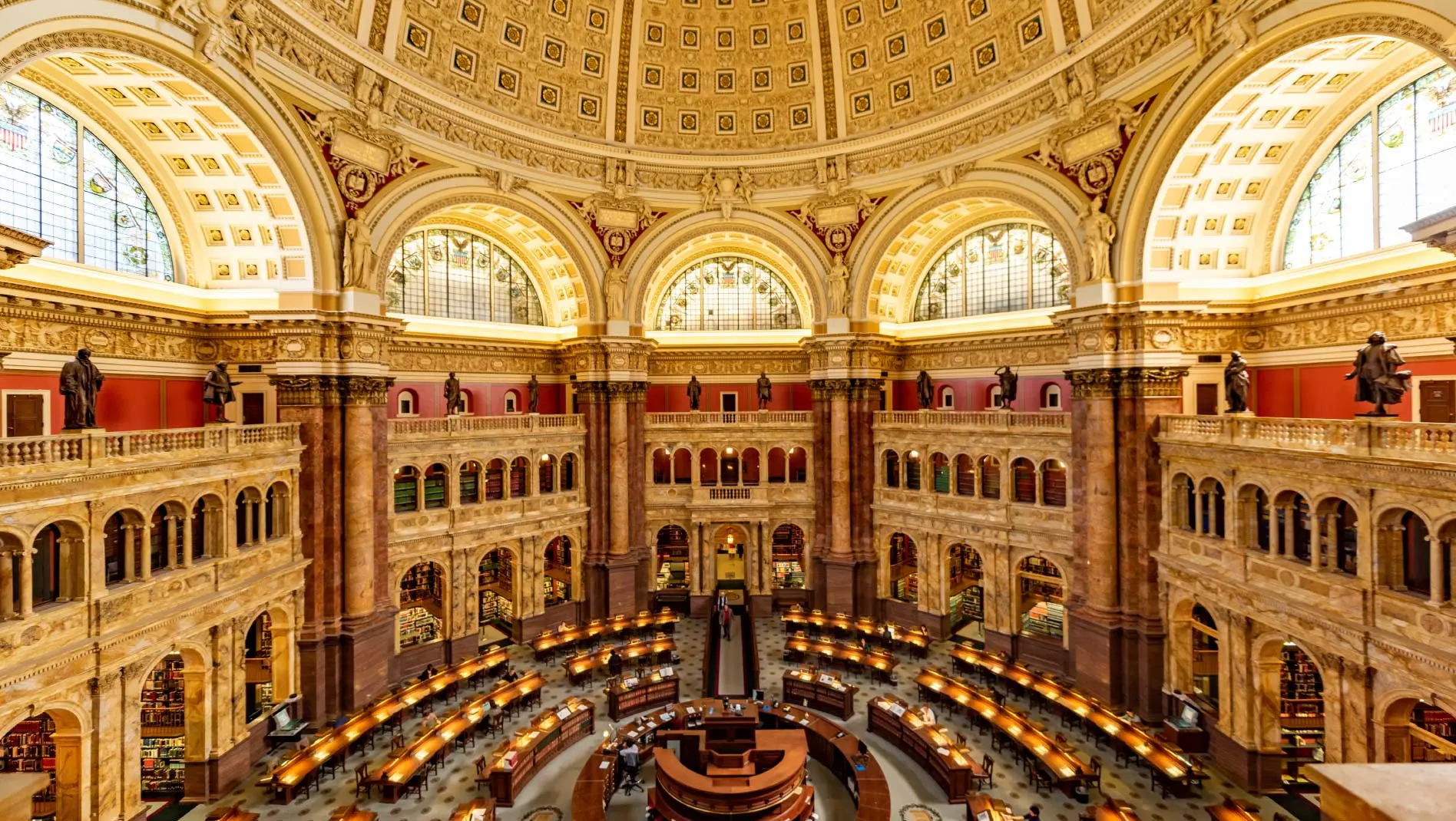 An interior view of the Library of Congress.
