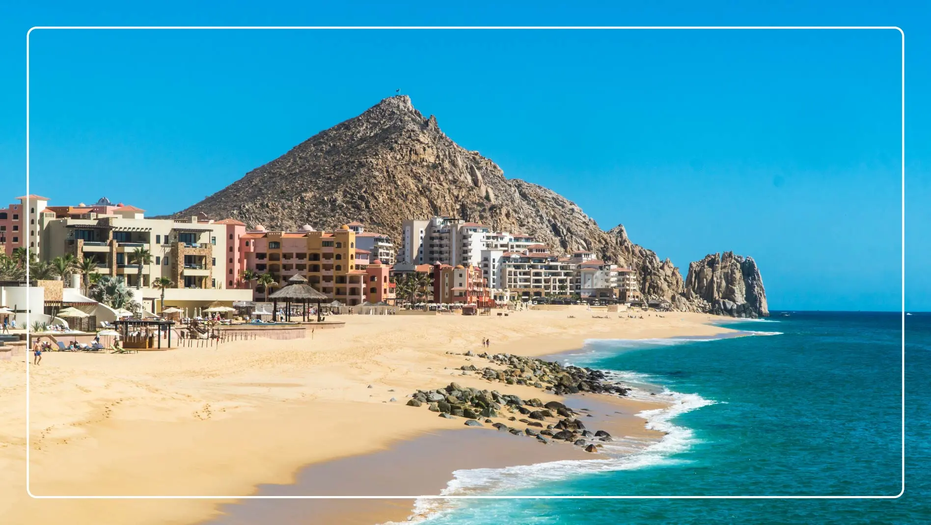The view from the beach at a resort in Los Cabos, Mexico.