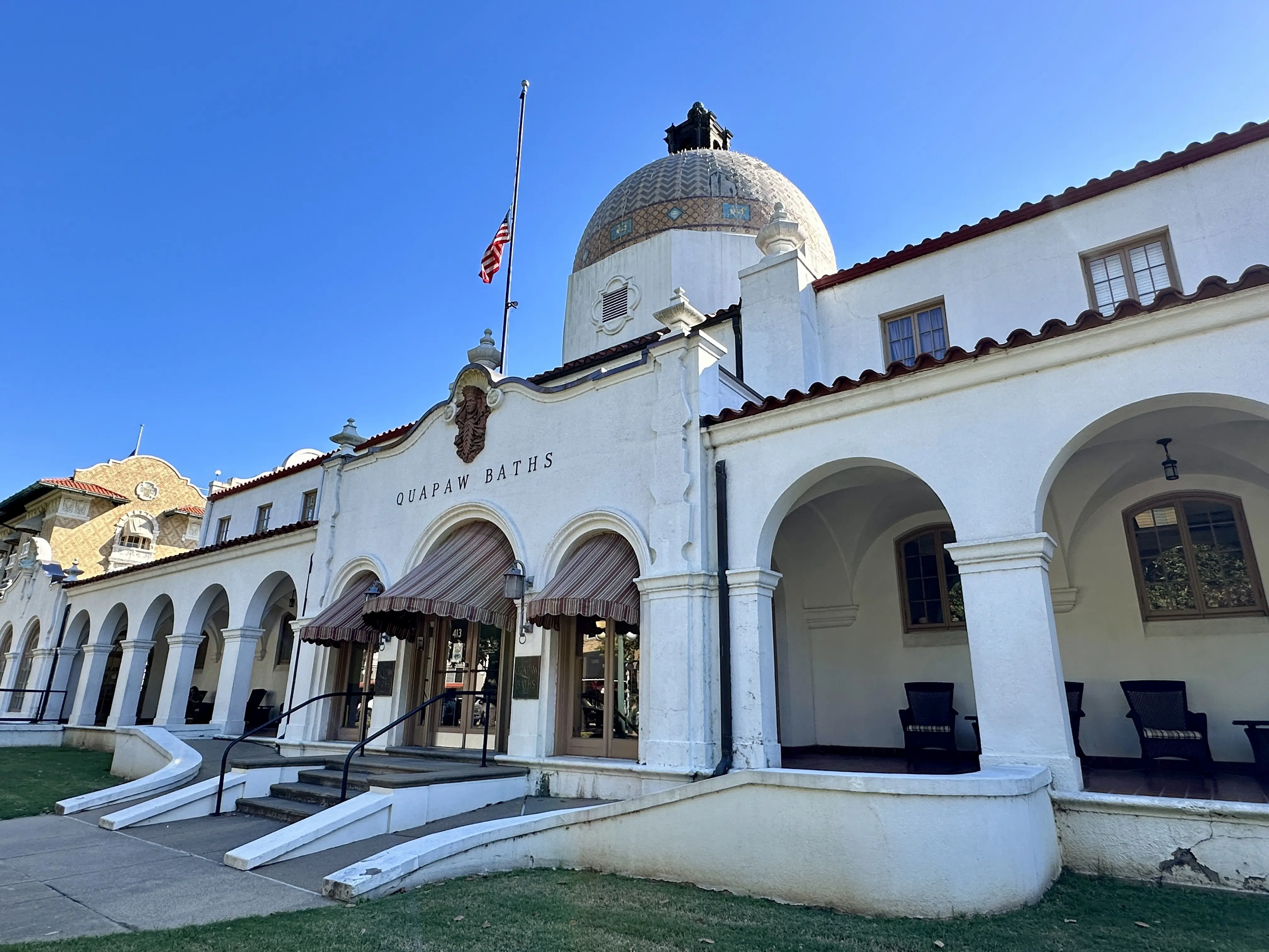 Exterior image of the Quapaw Baths building at Hot Springs National Park.