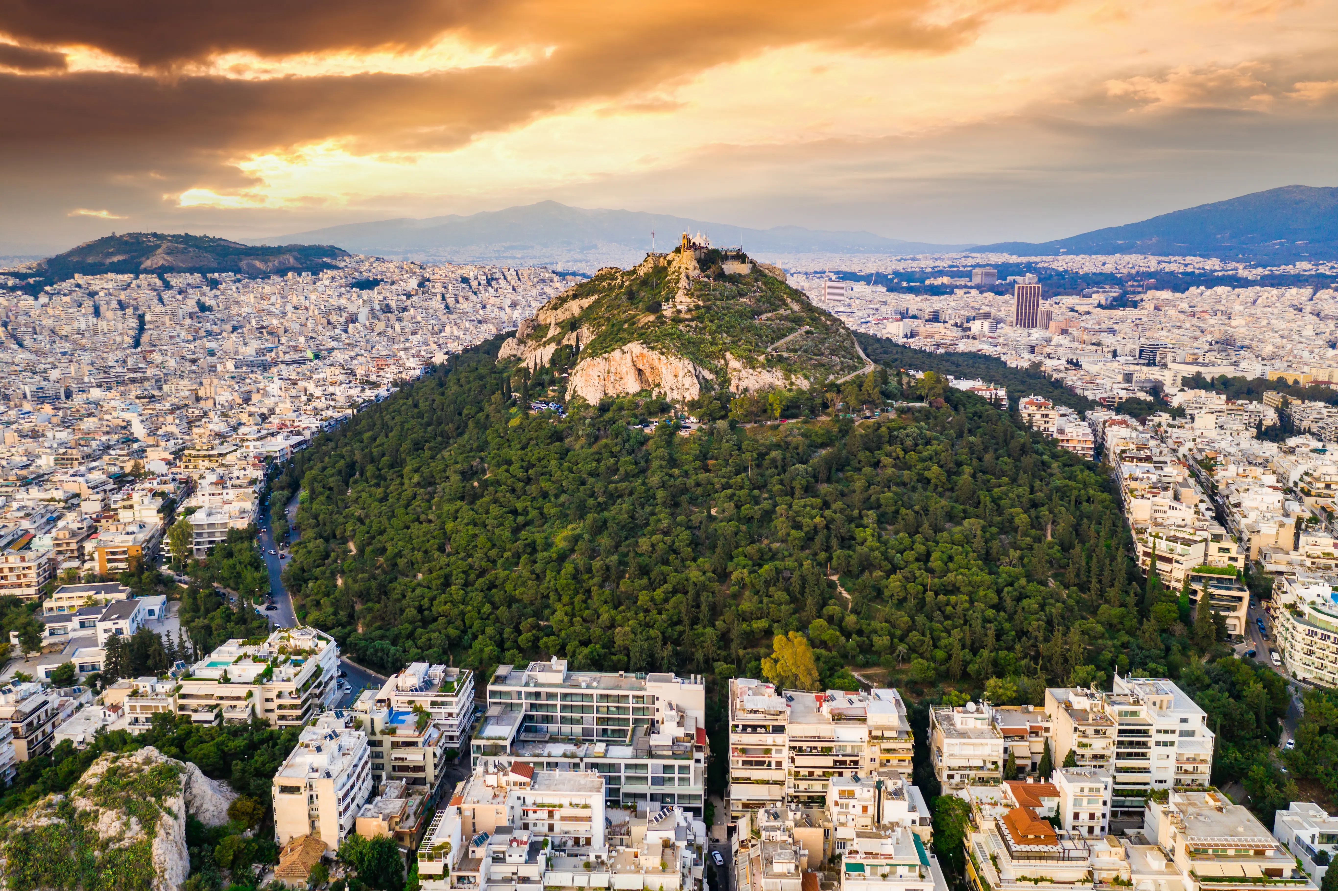 Aerial image of Mt. Lycabettus.