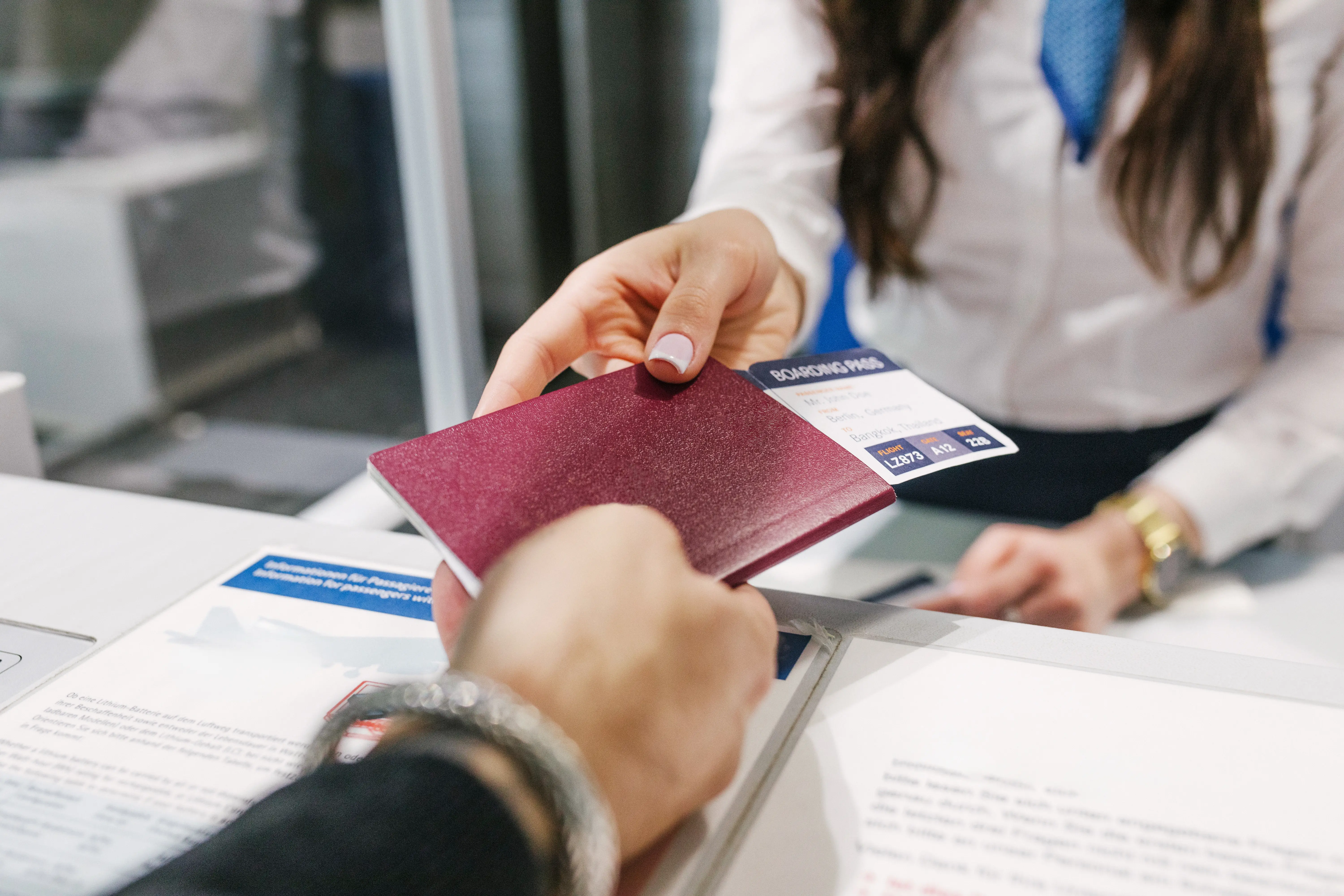 Checking in for flight at customs