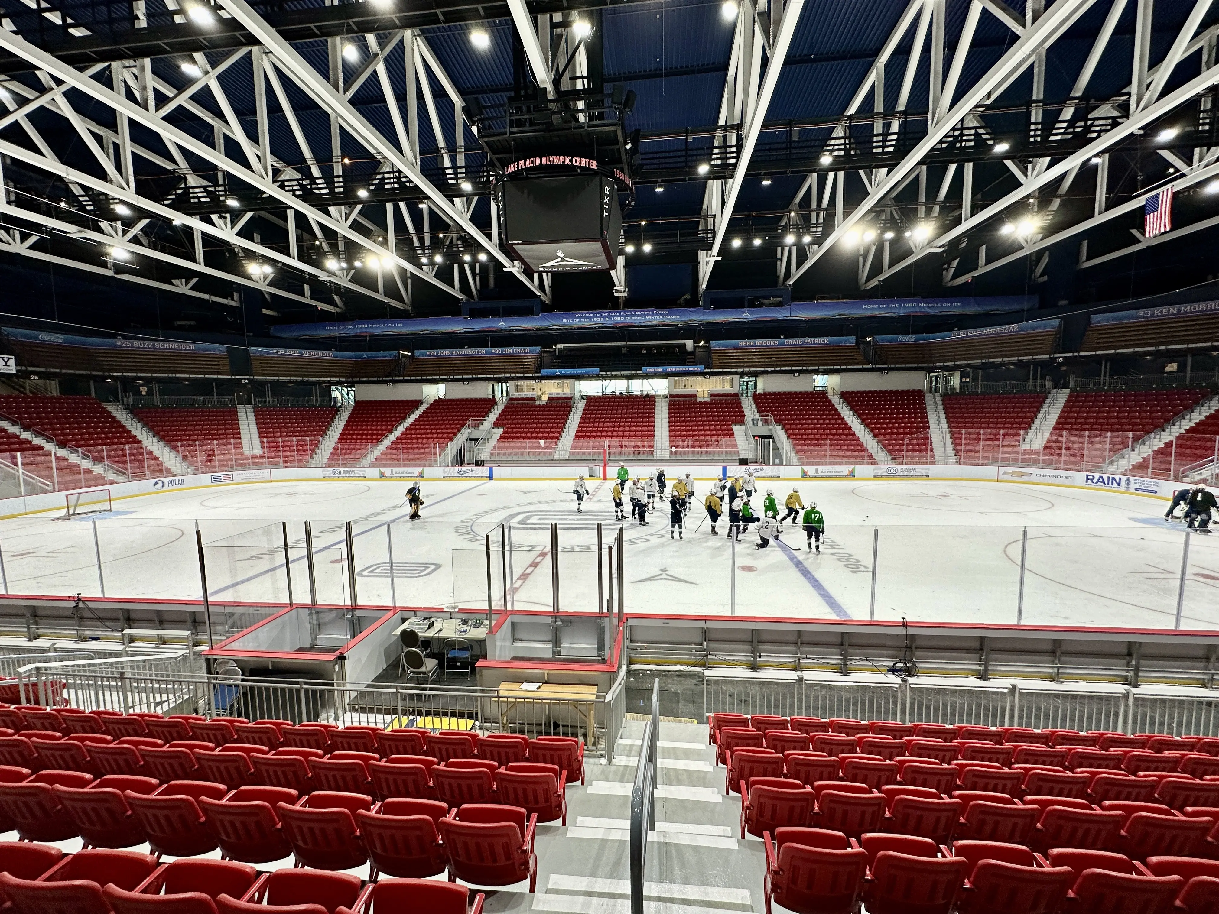 Interior image of the Herb Brooks National Hockey Center in the Lake Placid Olympic Center.