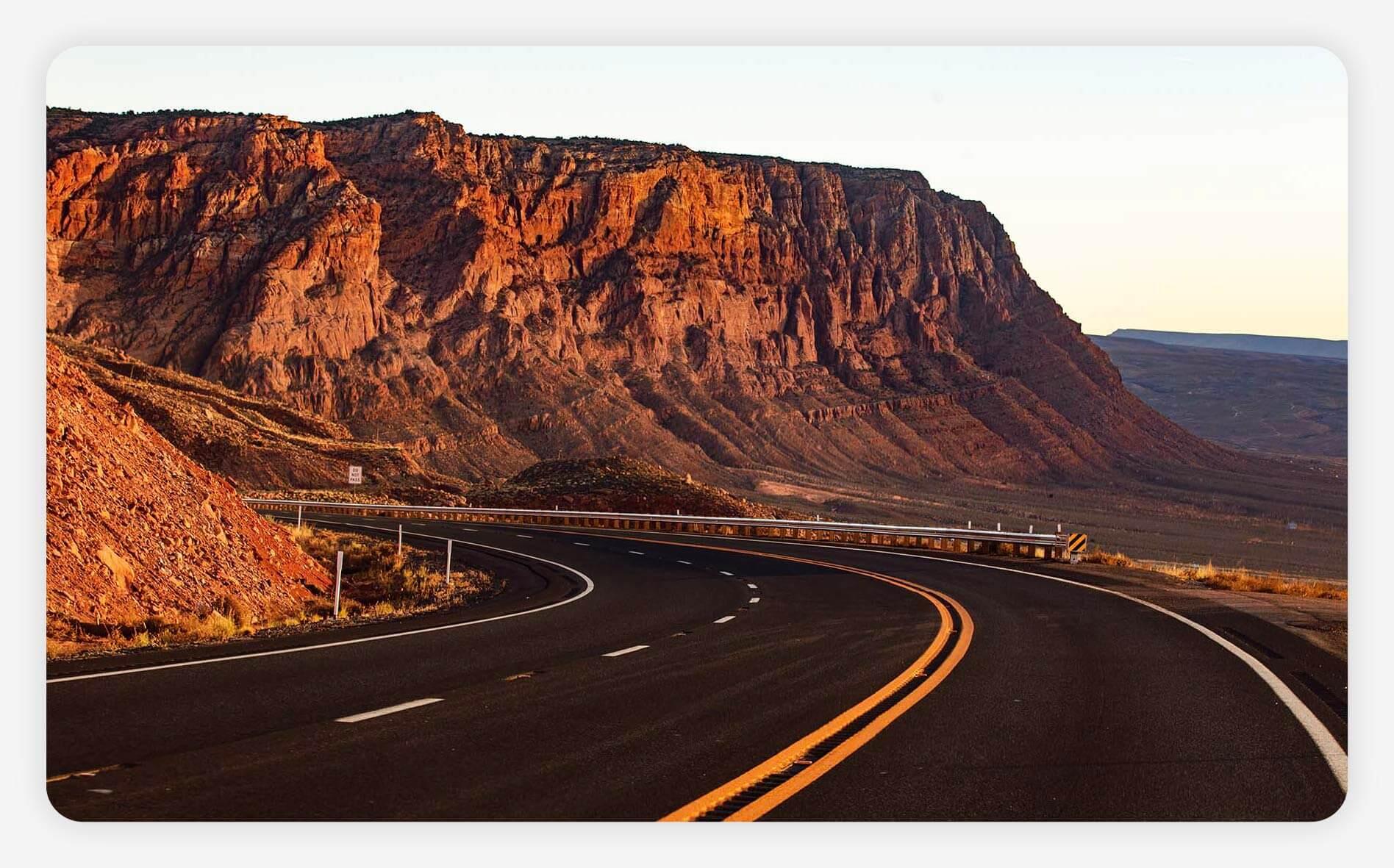 View of Desert View Drive at the Grand Canyon.